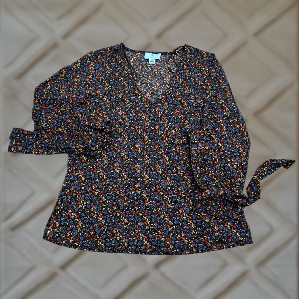 Vintage CeCe Blouse Womens XXS Black Multi Casual Boho V-Neck Long Sleeve Floral NWT Size XXS / US 00 / IT 34 - 1 Thumbnail