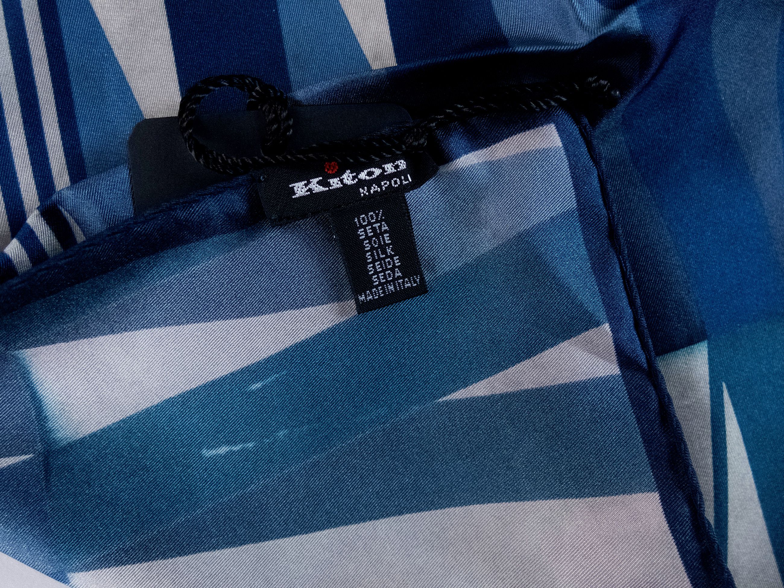 Kiton KITON Napoli blue gray geometric print silk pocket square q Size ONE SIZE - 4 Thumbnail