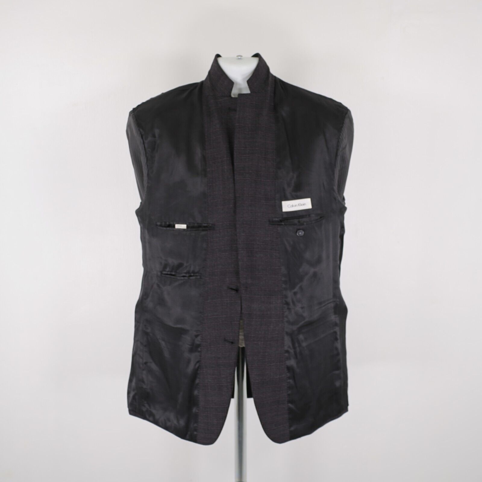 Calvin Klein Calvin Klein Wool Gray Check W/ Purple Windowpane 2 Button B Size 42L - 10 Thumbnail