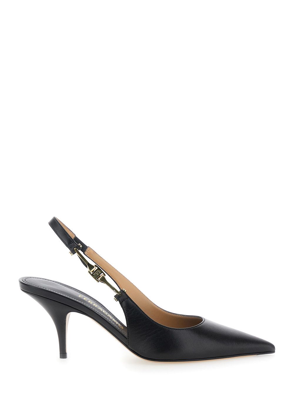 Salvatore Ferragamo 'Tally' Black Slingback Pumps with Medium Stiletto Heel in Leather Woman Size US 9 / IT 39 - 1 Thumbnail