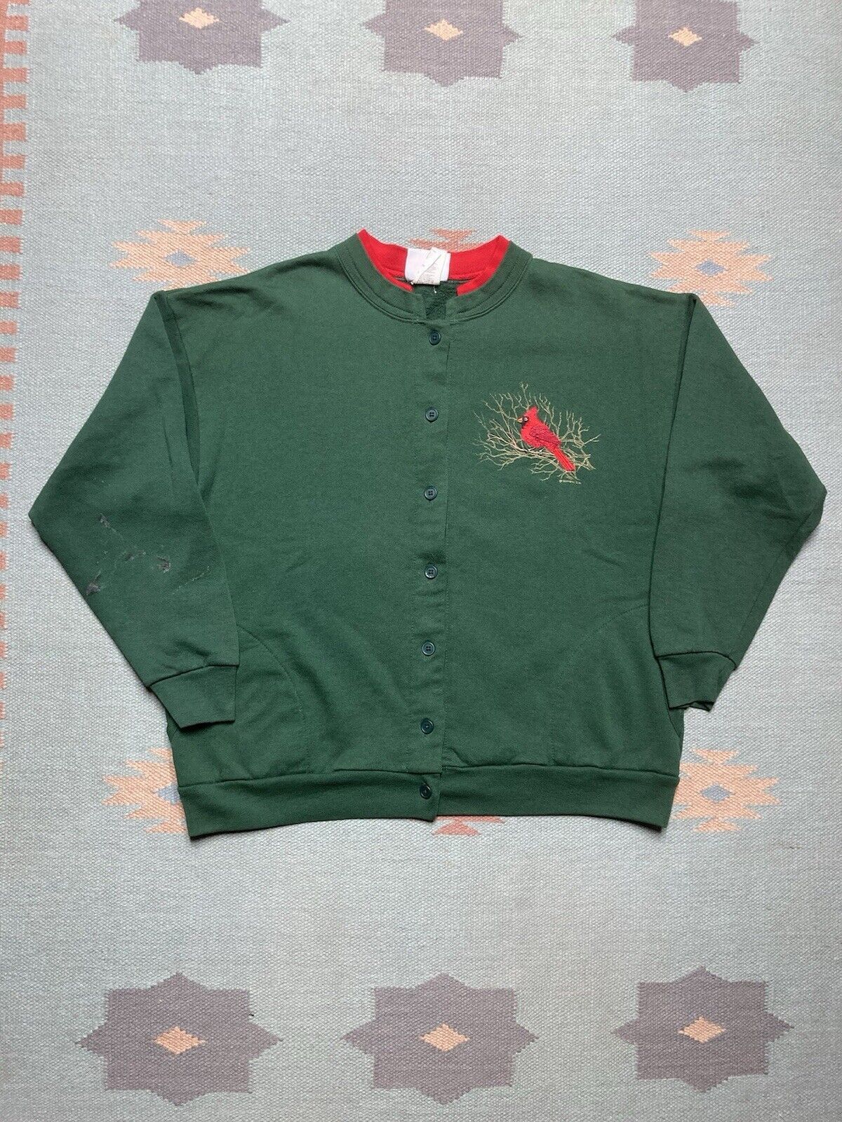 Vintage morning sun sweatshirt button front sweater cardinal bird L Size US L / EU 52-54 / 3 - 1 Thumbnail