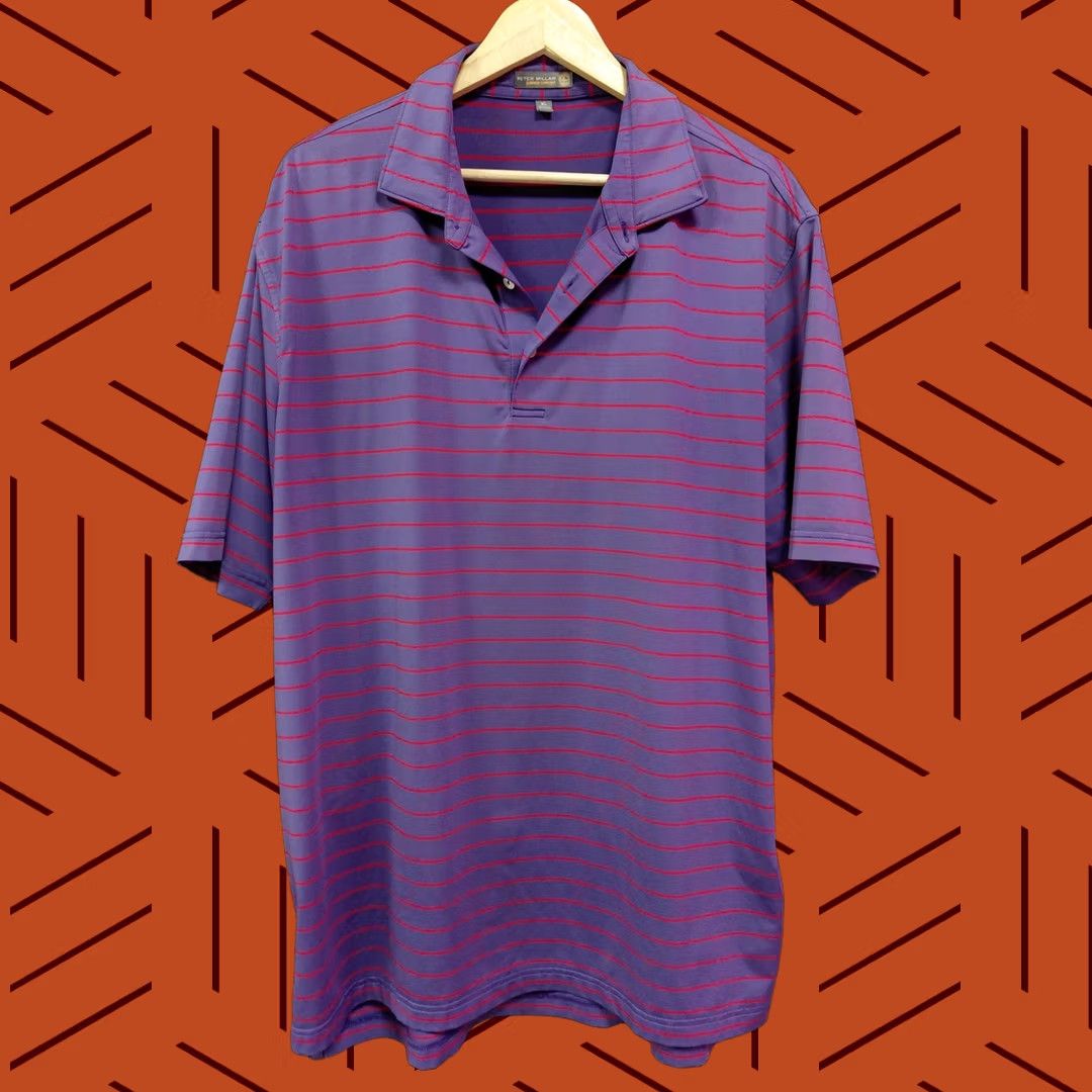 Peter Millar Peter Millar Shirt Mens XL Purple SUMMER COMFORT Striped Polo Short Sleeve Men Size Size US XL / EU 56 / 4 - 1 Thumbnail