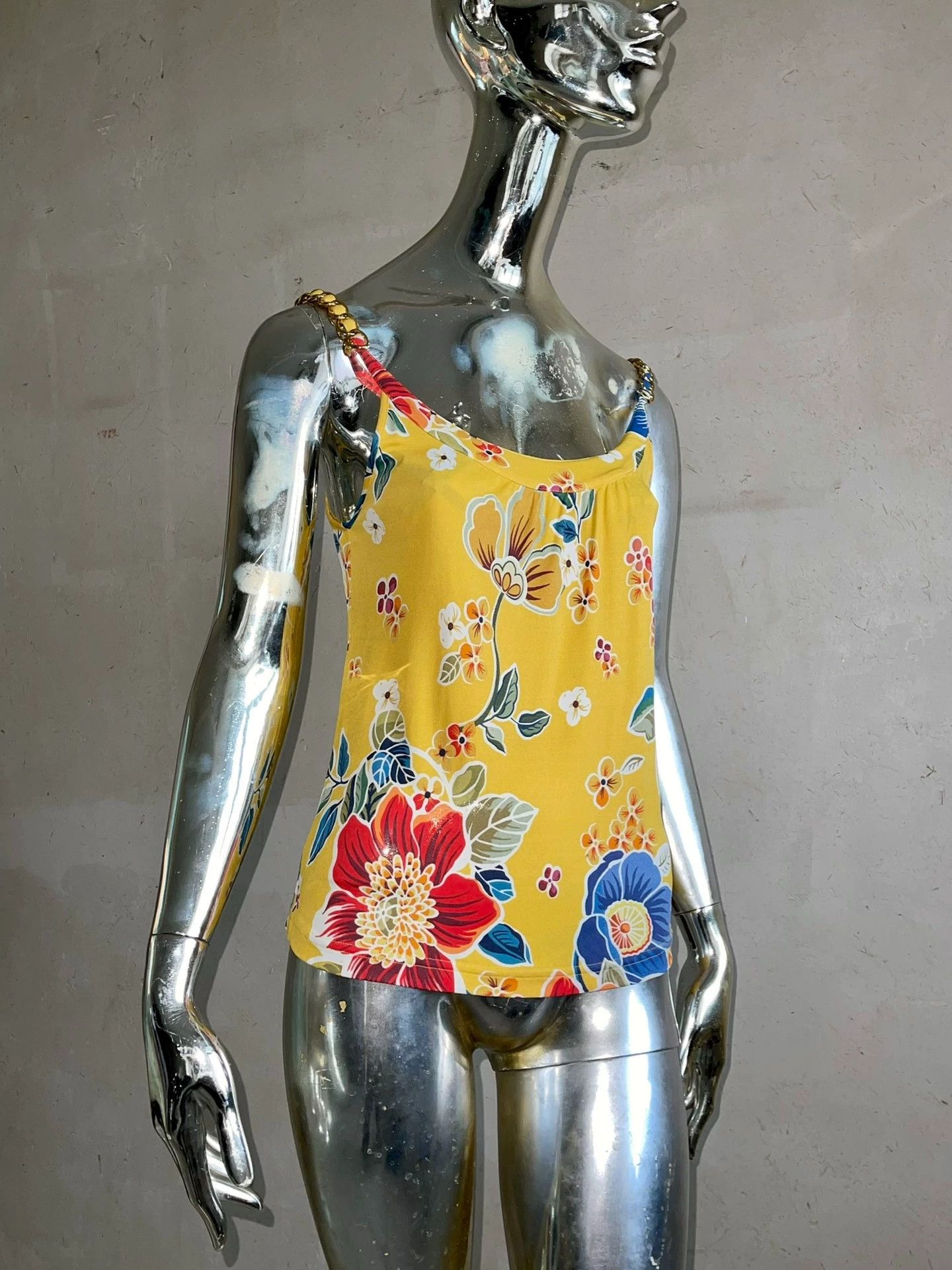 Dolce & Gabbana D&G Vibrant Floral Print Metal Chain Camisole 42 Size M / US 6-8 / IT 42-44 - 2 Thumbnail