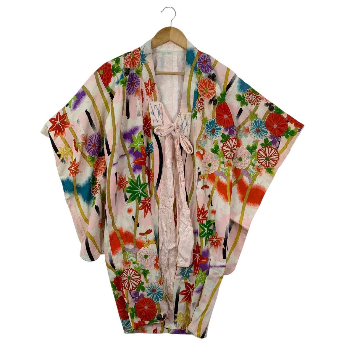 Vintage Vintage 70s KIMONO JAPAN FLORAL Flower AOP Sukajan Coat Size XXL / US 16-18 / IT 52-54 - 4 Thumbnail