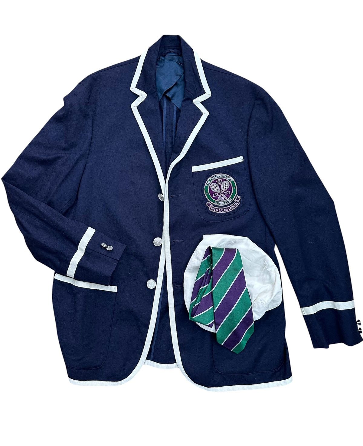 Polo Ralph Lauren Wimbledon Tennis line judge blazer, tie and cap Size 40S - 1 Thumbnail