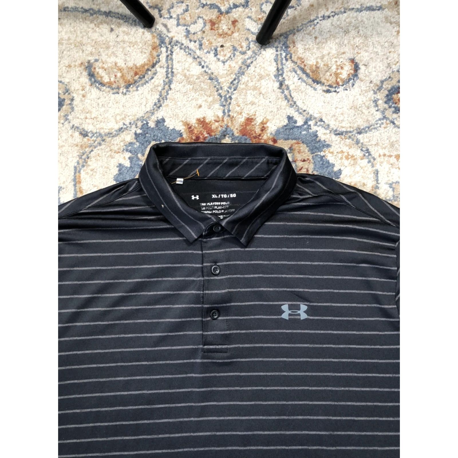 Under Armour Under Armour Polo Shirt Mens XL Black Striped Playoff Golf Performance Shirt Size US XL / EU 56 / 4 - 2 Thumbnail