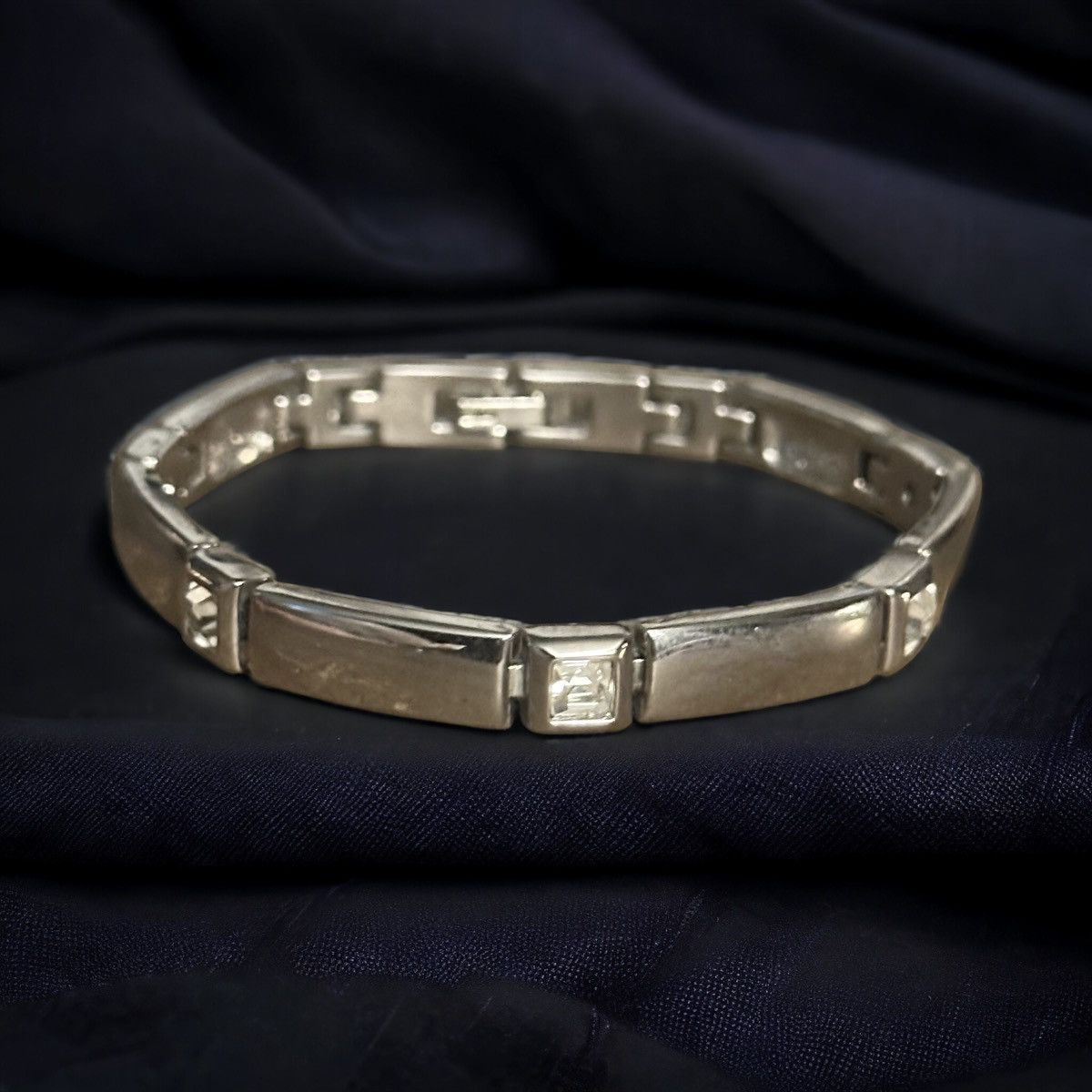 Other Stainless steel rectangle link and rhinestone link bracelet Size ONE SIZE - 1 Thumbnail