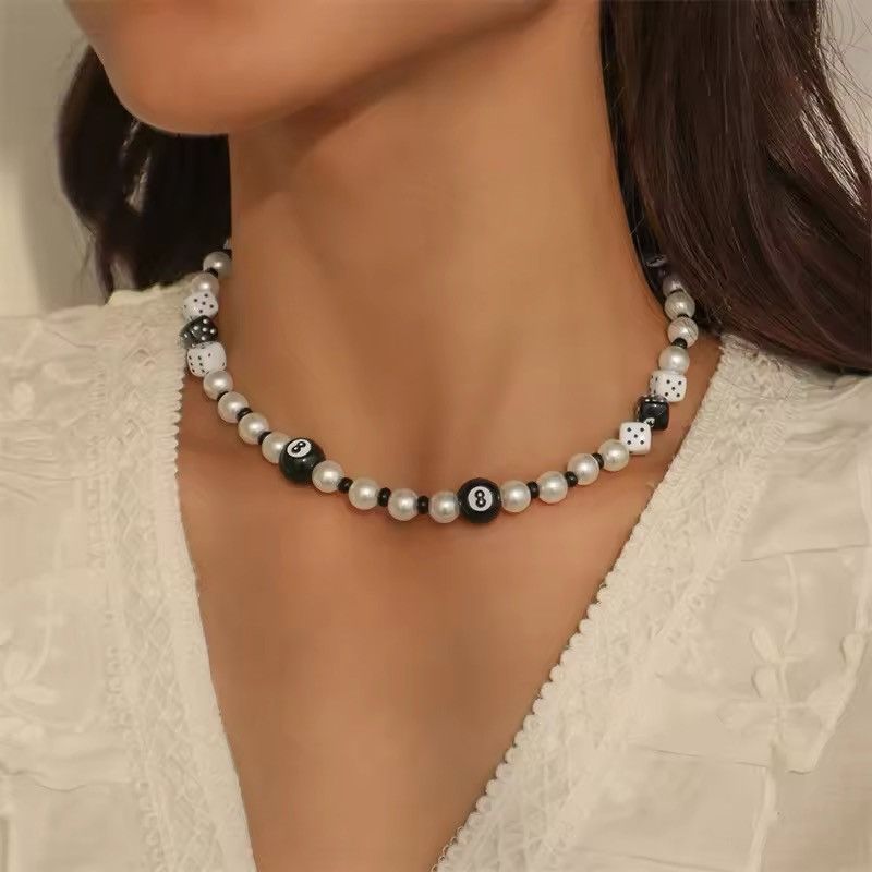 Jewelry Lucky Number Eight Dice Beads Choker Necklace Size ONE SIZE - 2 Thumbnail