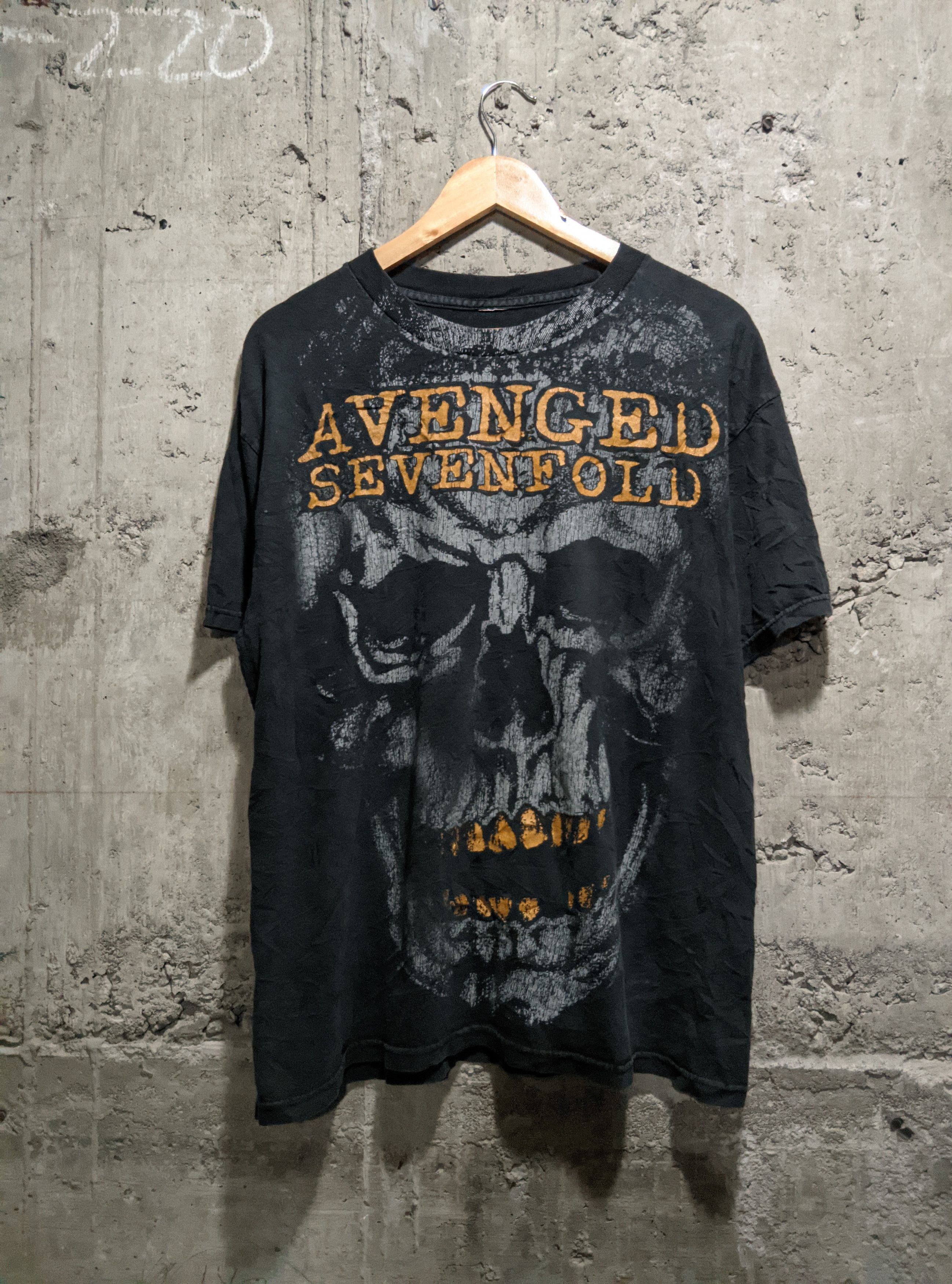 Vintage 2009 Avenged sevenfold aop skull metalcore t shirt