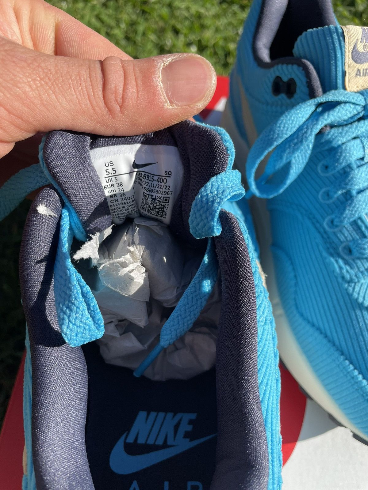 Nike Air Max one turquoise blue textile Size US 7 / IT 37 - 4 Thumbnail
