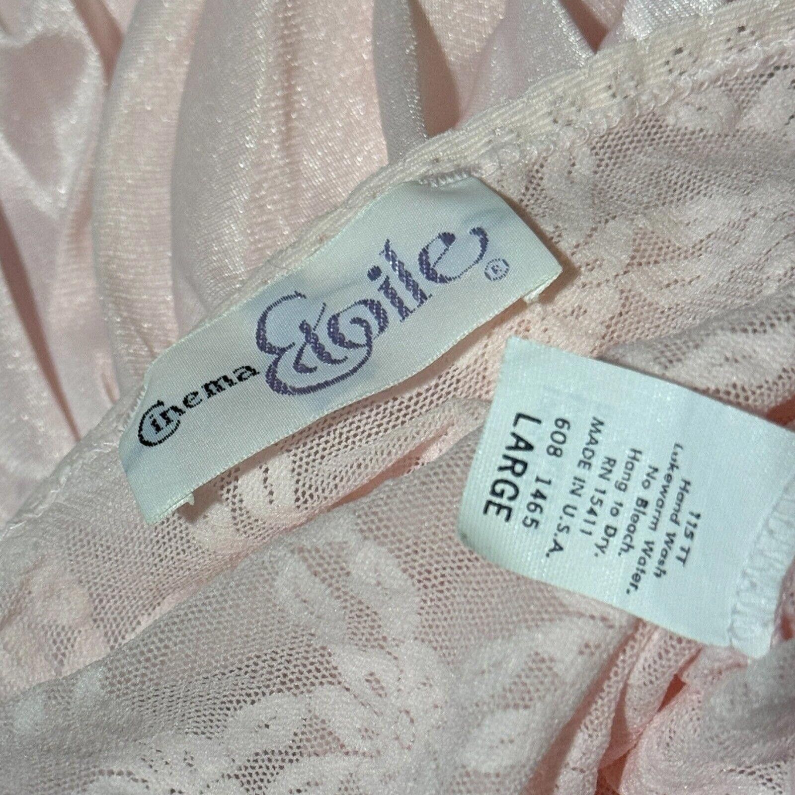 Designer Vtg Pink Nylon Cinema Etoile Lace Top Stretch Nightgown L Size ONE SIZE - 7 Thumbnail