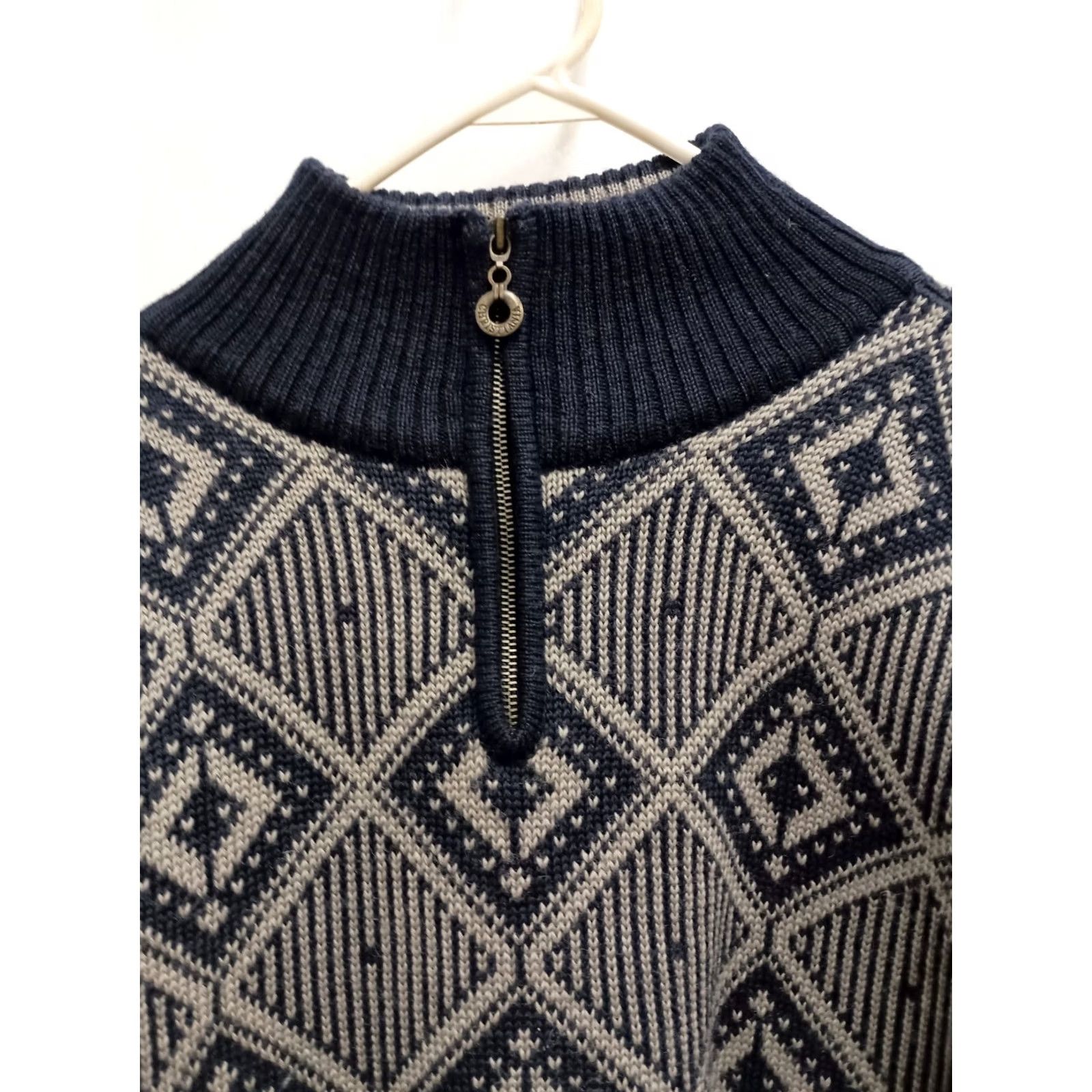 Vintage Vintage Christiania Norwegian Sweater Mens Large Black Gray Wool Fair Isle Nordic Pullover Size US L / EU 52-54 / 3 - 2 Thumbnail