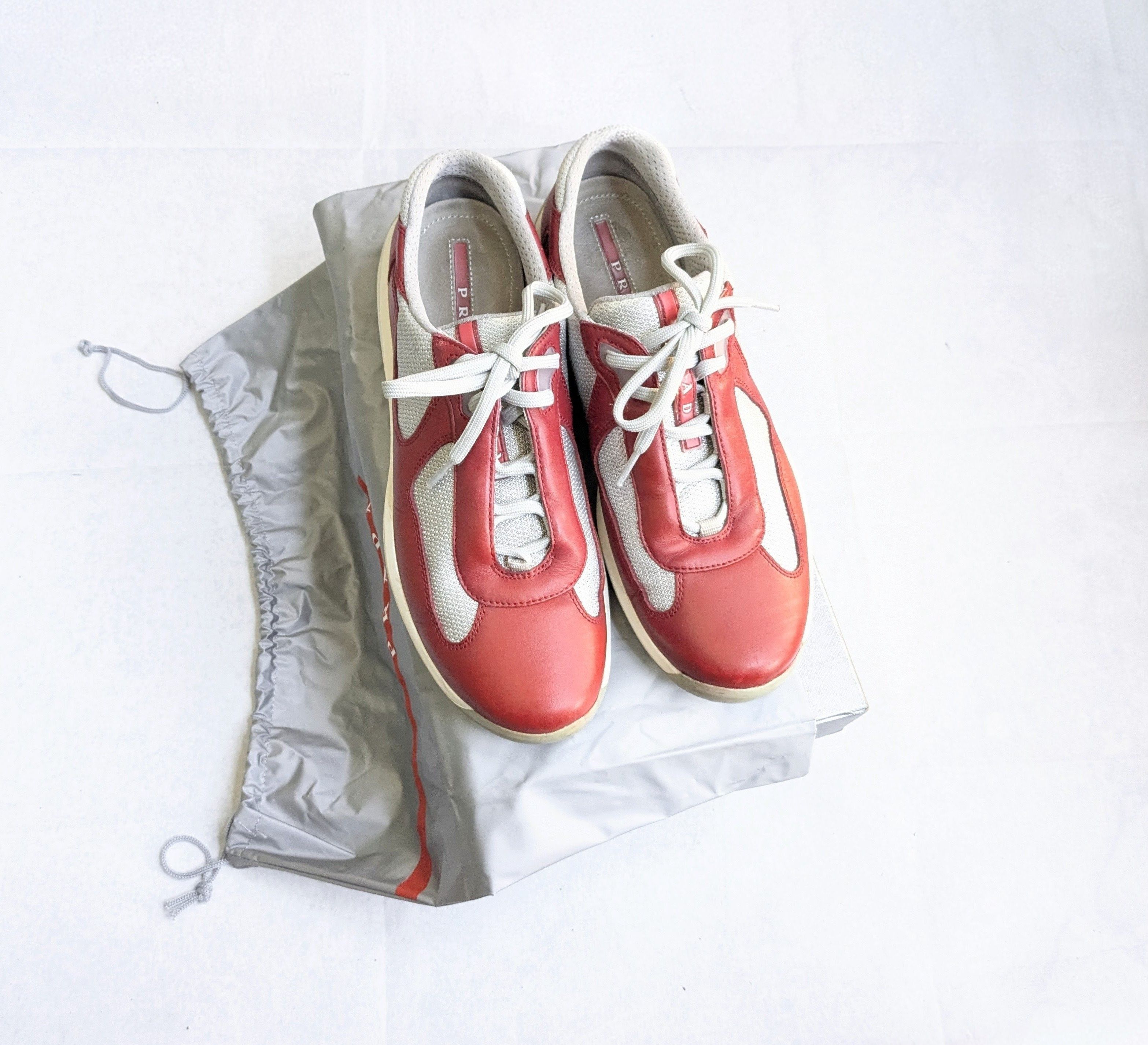 Prada Prada America's Cup Sneakers Red 9 Low Tops Leather Size US 9 / EU 42 - 1 Thumbnail