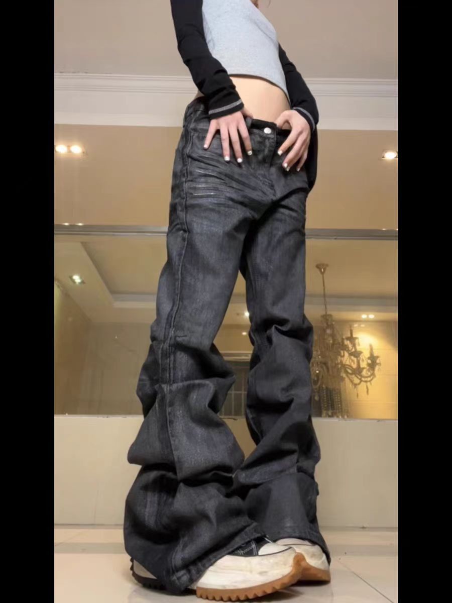 Japanese Brand Jean Streetwear Coated shiny bootcut baggy street jeans Grailed