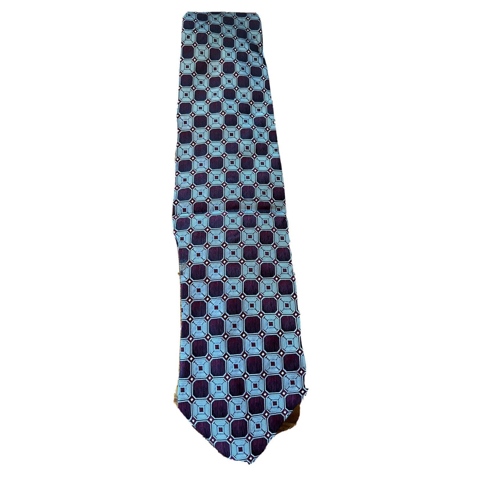 Stafford Stafford Men’s Silver Red Silk Geometric Abstract Necktie Size ONE SIZE - 1 Thumbnail