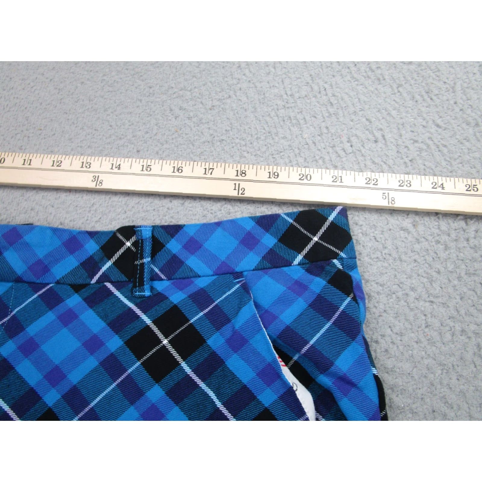 Vintage Royal & Awesome Shorts Mens 42 Blue Black Plaid Golf Stretch Chino Zip Fly Regular Cotton Spandex Pockets Breathable Activewear Casual Mens Size US 42 / EU 58 - 2 Thumbnail