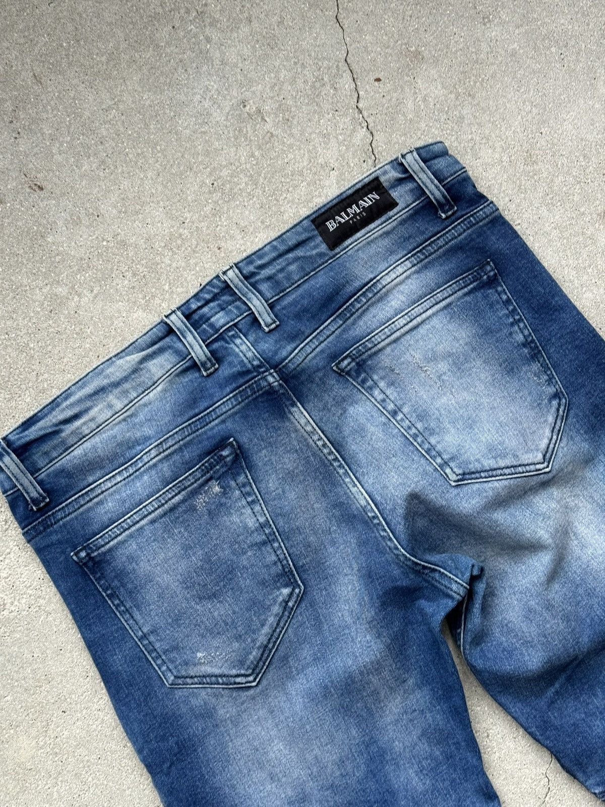 Balmain Balmain Biker Jeans Distressed Ribbed Design Size US 33 - 13 Thumbnail