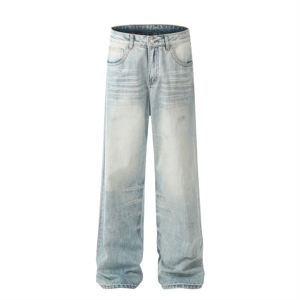 Japanese Brand Men's trendy high street washed loose distressed jeans Size US 32 / EU 48 - 1 Thumbnail