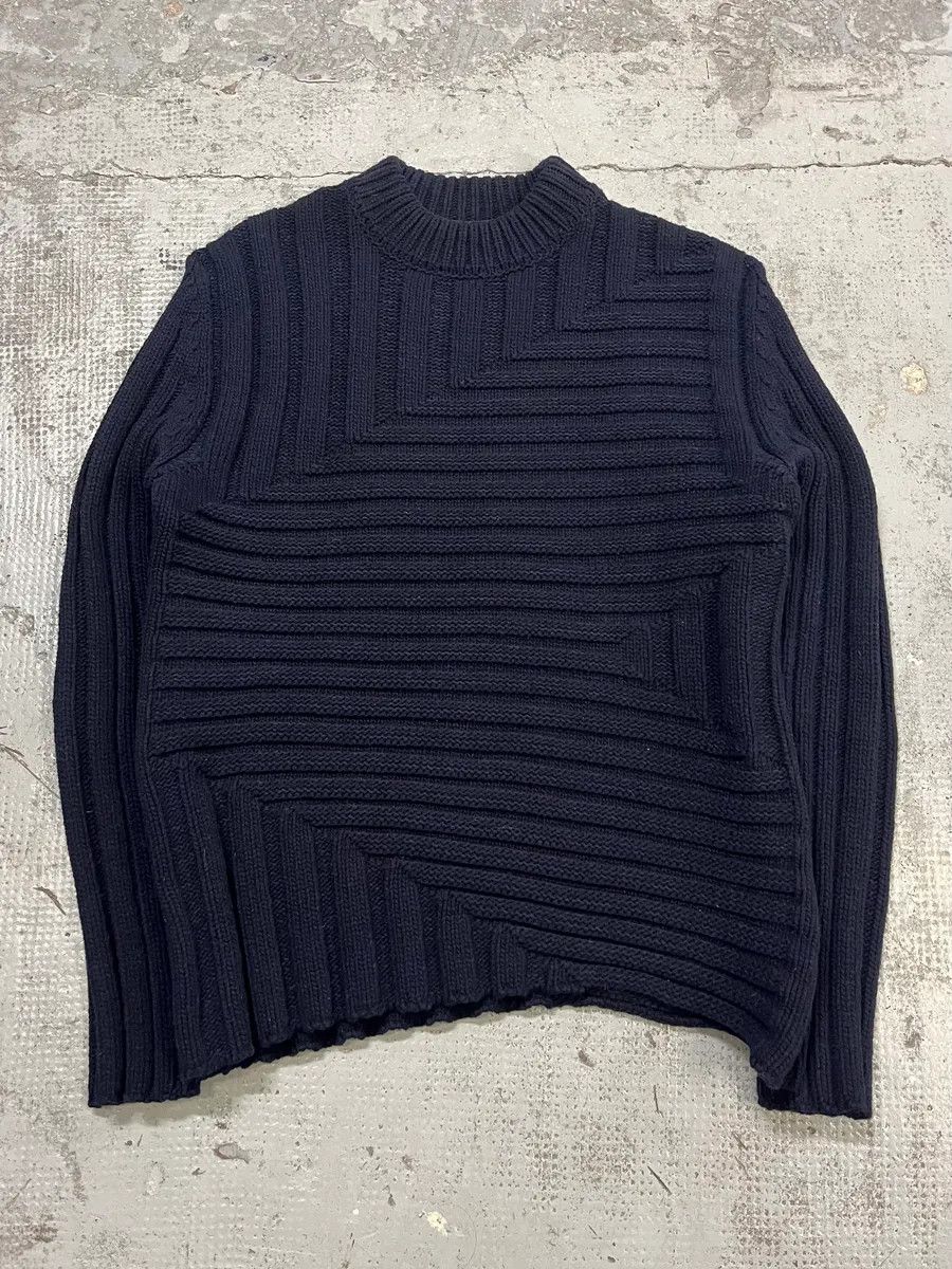 Jil Sander Jil Sander Navy Wool Irregular Sweater Size US M / EU 48-50 / 2 - 1 Thumbnail