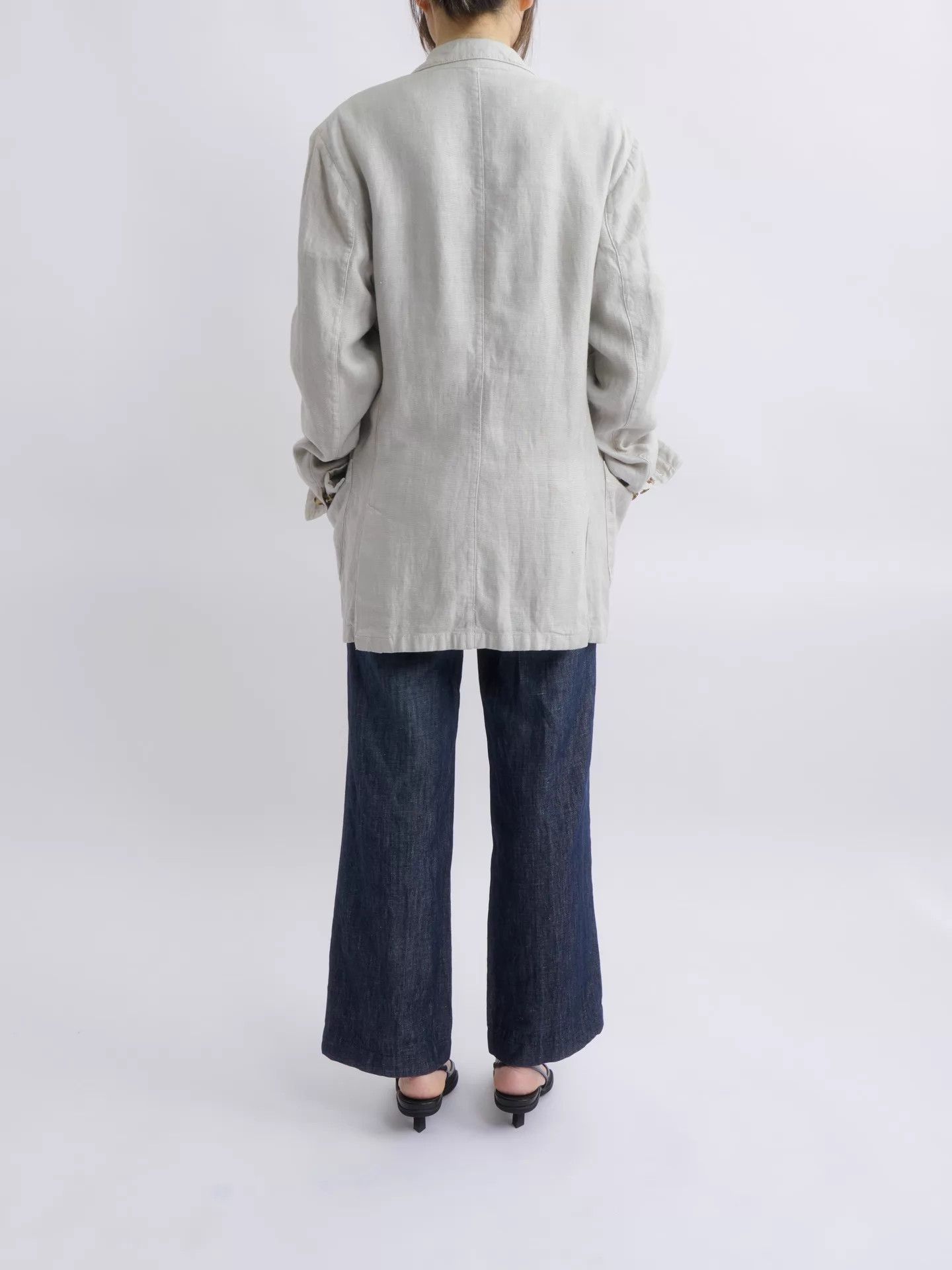 Prada PRADA 2000s Rare Convertible Collar Linen Beige Blazer 46 Size 46R - 4 Thumbnail