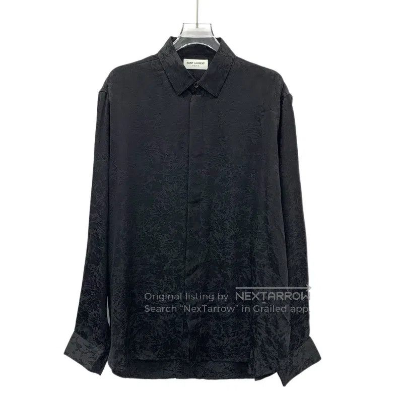 Saint Laurent Paris Saint Laurent Paris size 39 Black Floral Jacquard Silk Col Size US M / EU 48-50 / 2 - 1 Thumbnail