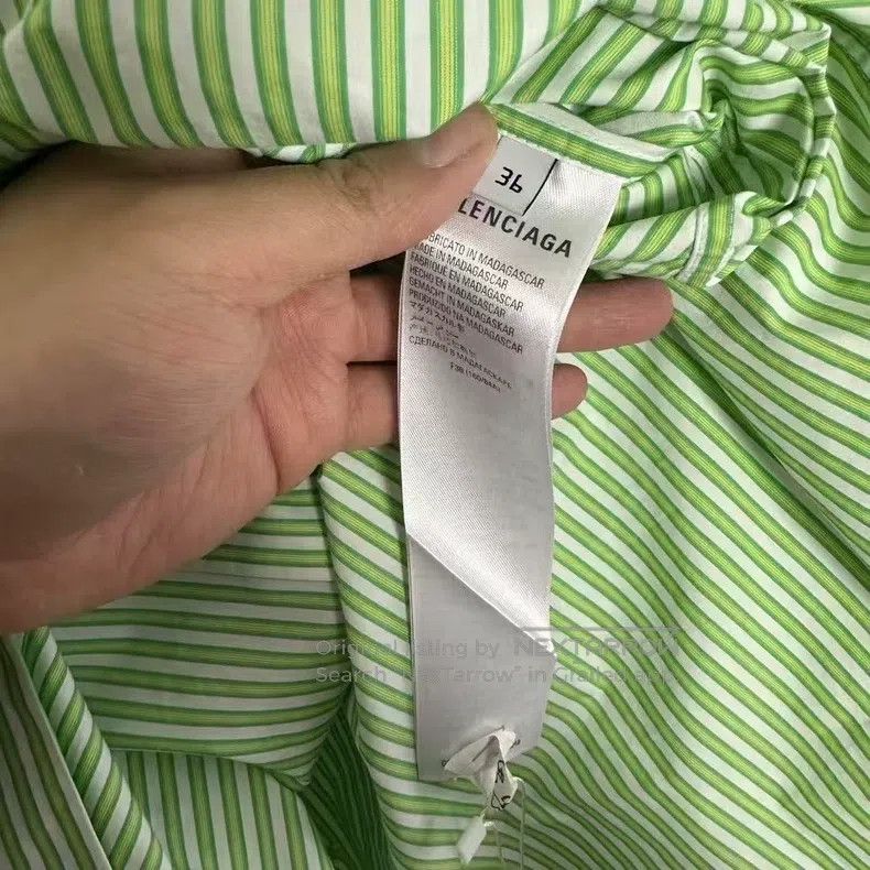 Balenciaga Balenciaga Green striped ruffled shirt Size XS / US 0-2 / IT 36-38 - 6 Thumbnail