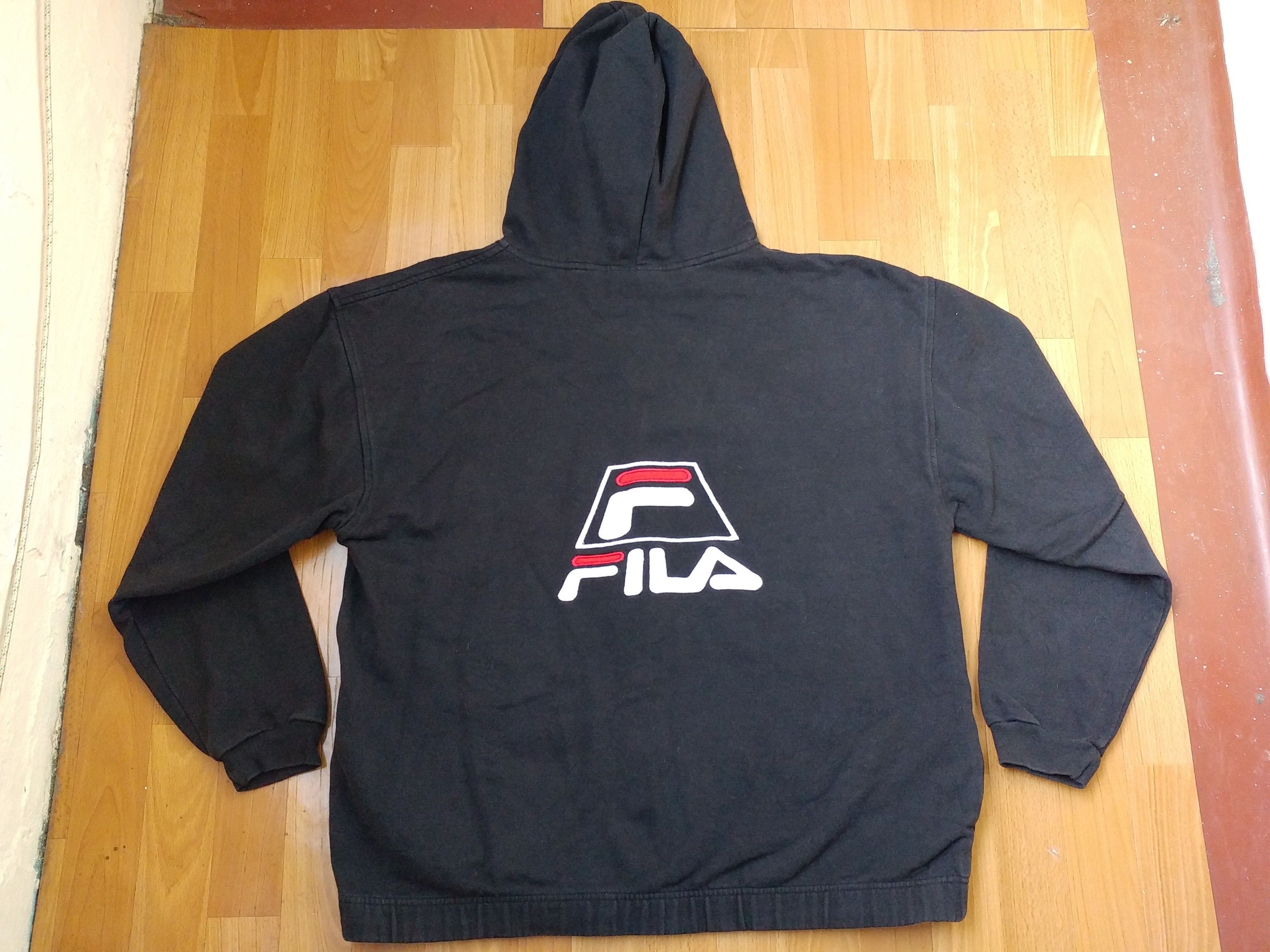 Fila × Vintage FILA hoodie, black vintage sweatshirt, 90s hip-hop 1990s XL Size US XL / EU 56 / 4 - 1 Thumbnail