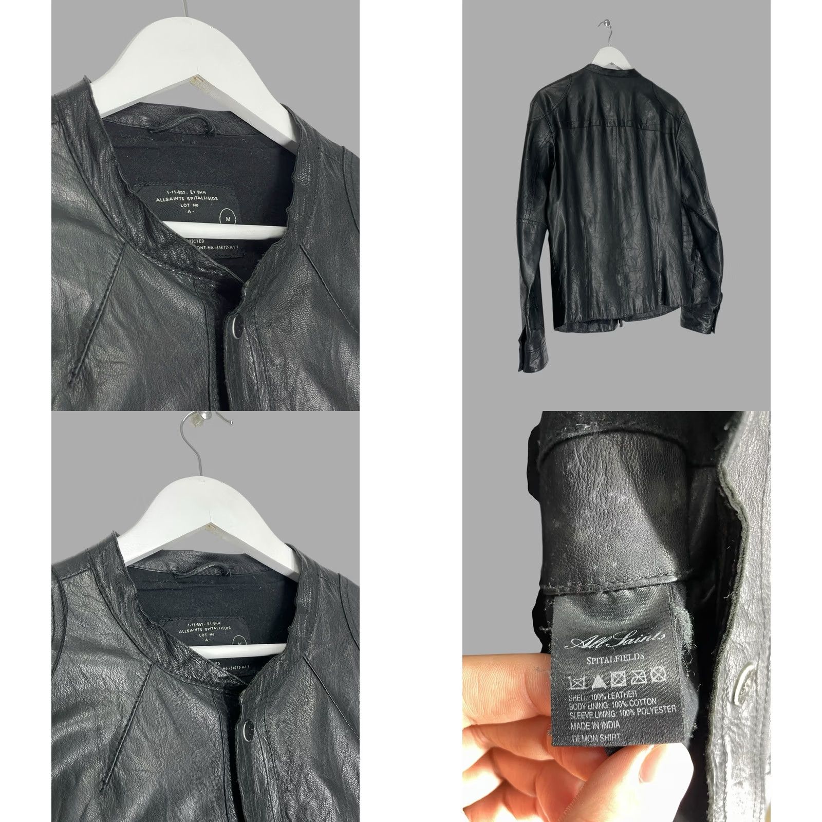 Allsaints AllSaints Jacket Mens Bomber Leather Size M Black Size US M / EU 48-50 / 2 - 9 Thumbnail