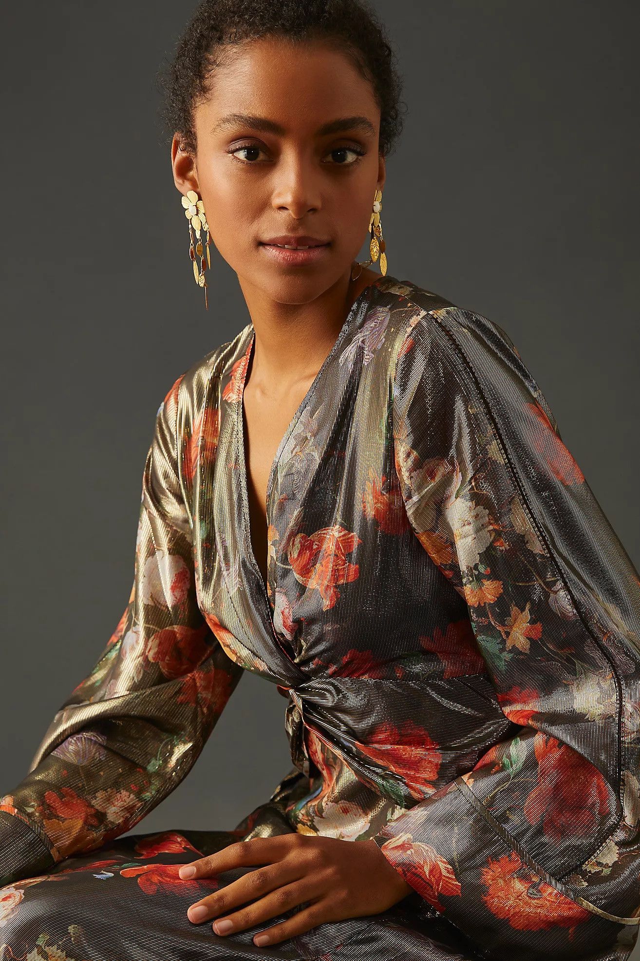 Anthropologie NWT ANTHROPOLOGIE x CABALLERO v-neck floral maxi dress Size XXS / US 00 / IT 34 - 3 Thumbnail
