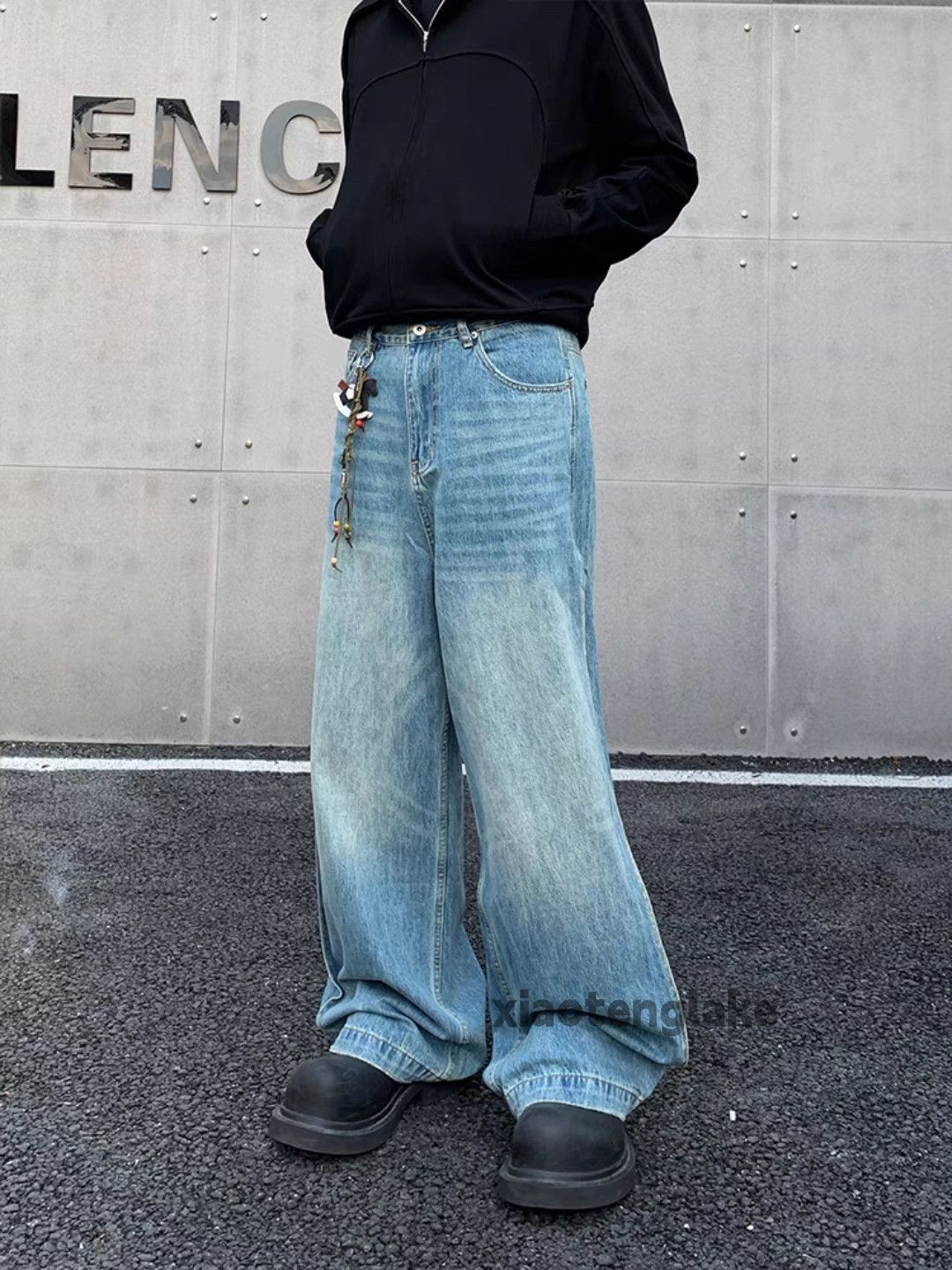Jean × Vintage washed faded cleanfit skate hiphop loose baggy jeans Size US 30 / EU 46 - 4 Thumbnail