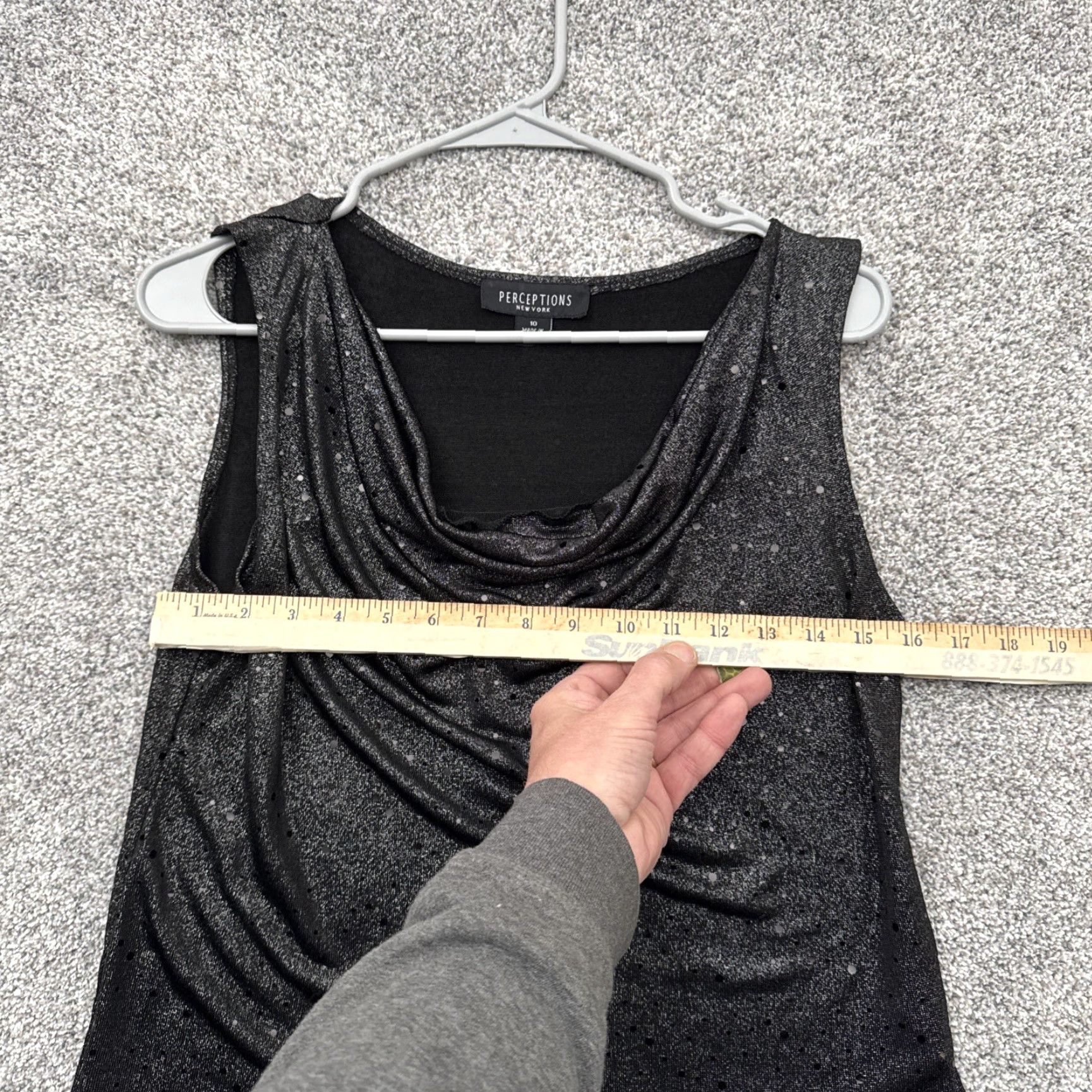 Vintage Perceptions 2 Piece Set Womens Size 10 Sparkly Evening Wear Chic Sleek Luxury Black Jacket Tank Long Sleeve Formal Party/Cocktail Women 10 Size US 10 / IT 40 - 4 Thumbnail