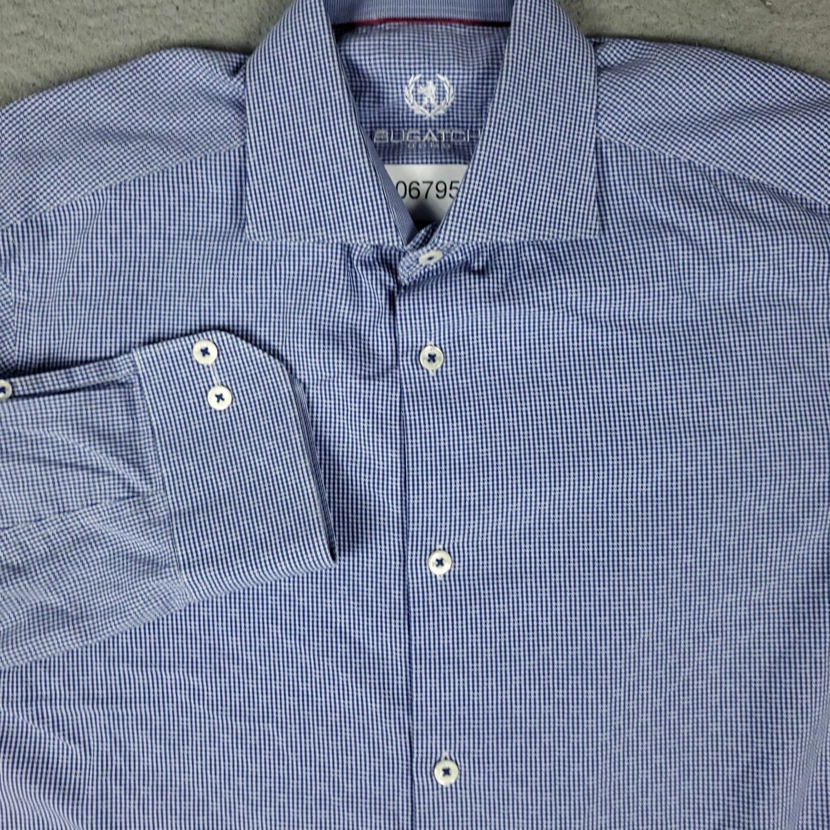 BUGATCHI Bugatchi Uomo Shirt Mens 15.5 Blue Dress Button Up Long Sleeve Shirt Size 42R - 2 Thumbnail