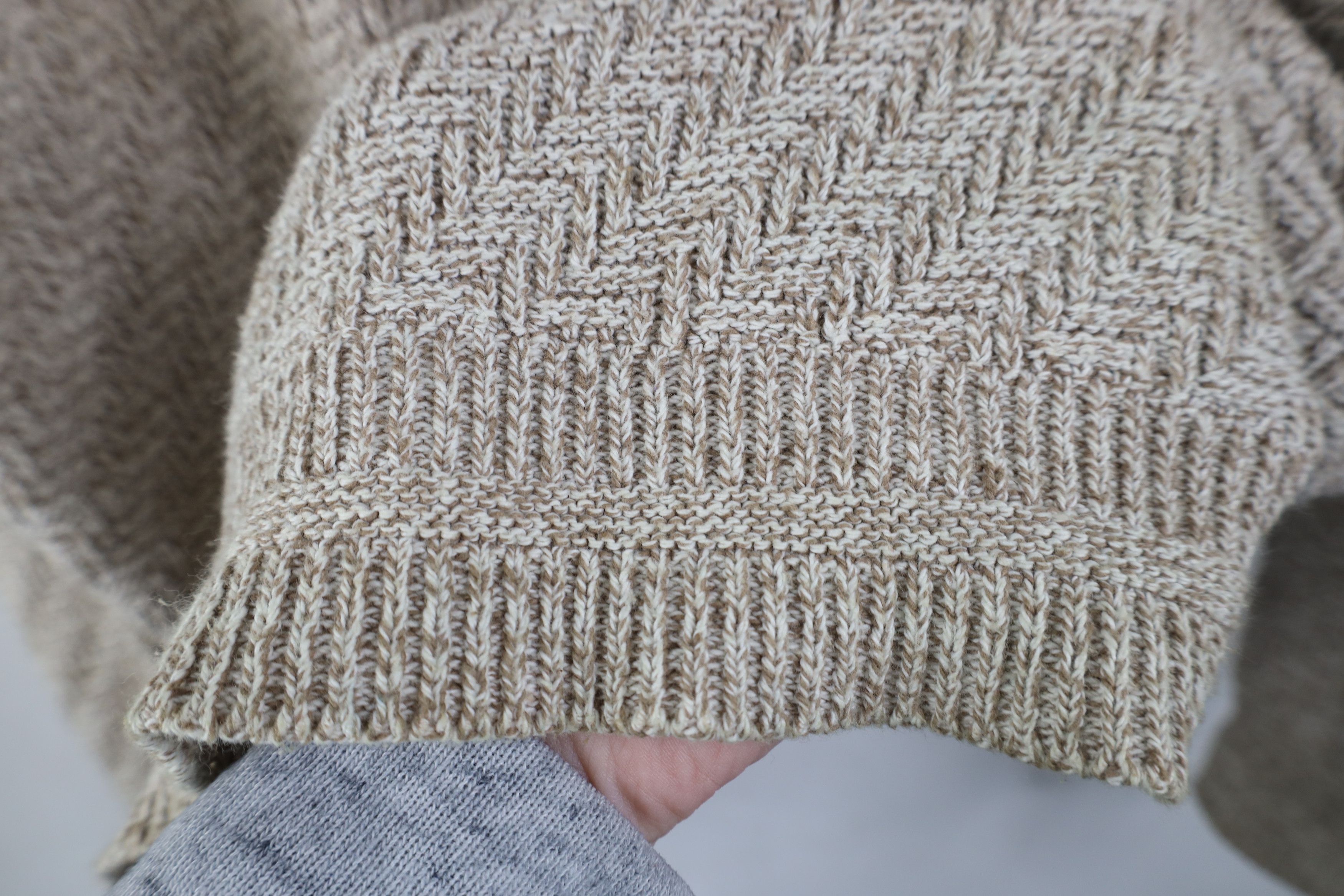Vintage Vintage 90s Streetwear Framed Cotton Knit Sweater Beige USA Size US L / EU 52-54 / 3 - 8 Thumbnail