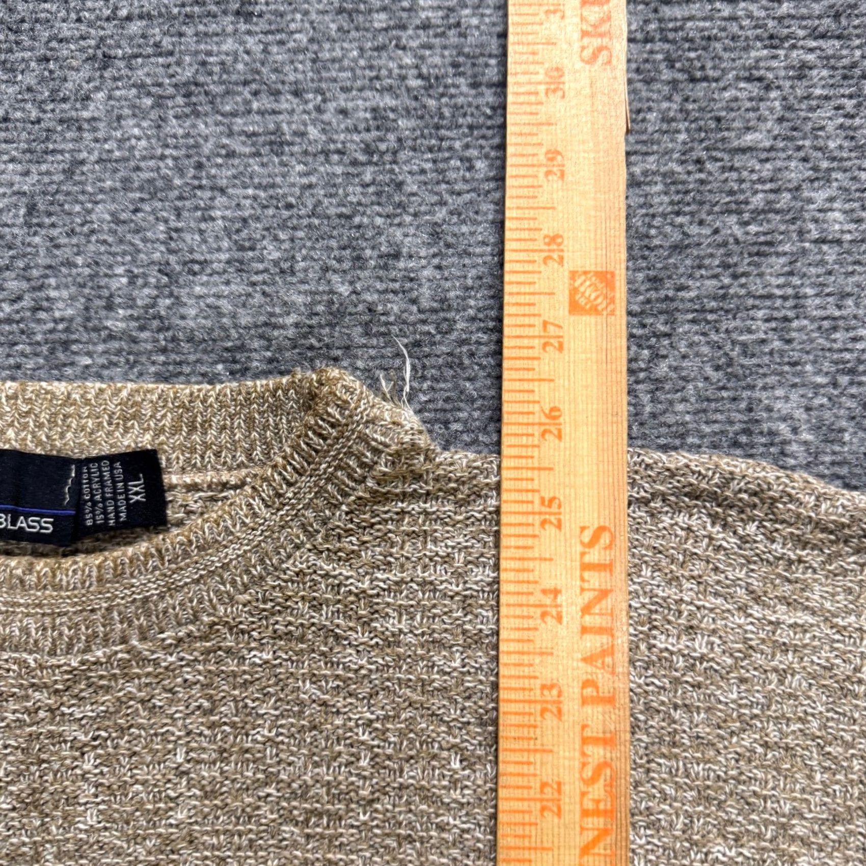 Bill Blass VINTAGE Bill Blass Knit Sweater Pullover 2XL Men Beige Distressed Cotton Blend Tan Pullover Mens Big & Tall Size US XXL / EU 58 / 5 - 5 Thumbnail