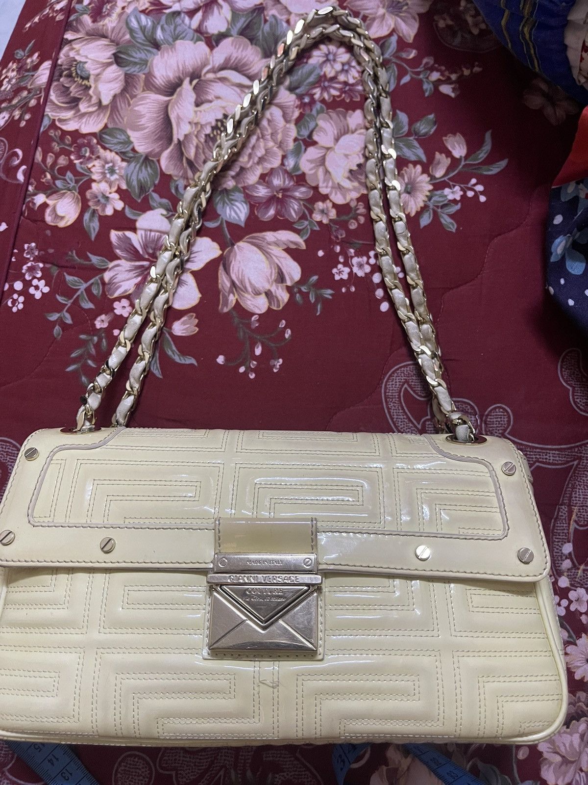 Versace Gianni Versace Yellow Quilted Patent Leather Flap Size ONE SIZE - 1 Thumbnail