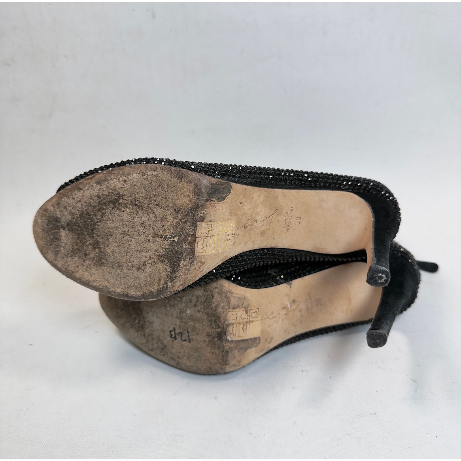Designer Lola Cruz Jeweled Peep Toe Ankle Boots size 38 $400 Size US 7.5 / IT 37.5 - 3 Thumbnail