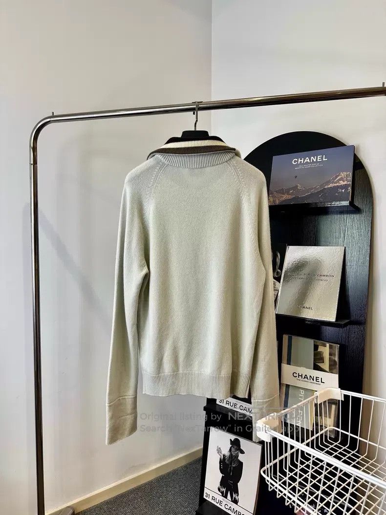 Hermes Hermes Asymmetrical Striped Zipper Long Sleeve Cashmere Sw Size US L / EU 52-54 / 3 - 2 Thumbnail