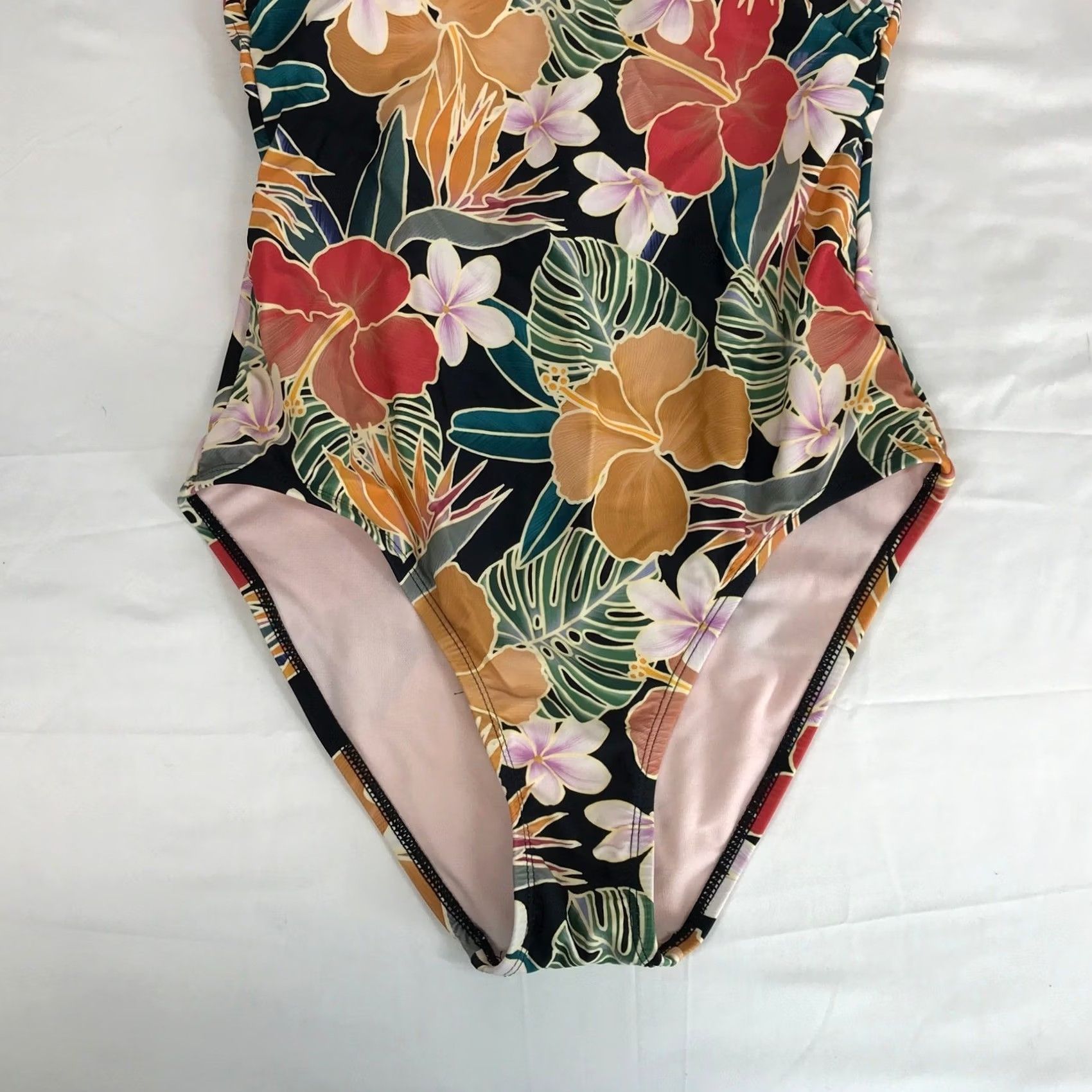 Hurley Hurley Womens One Piece Swimsuit Tropical Floral Strappy Back Black Multicolor Size ONE SIZE - 3 Thumbnail