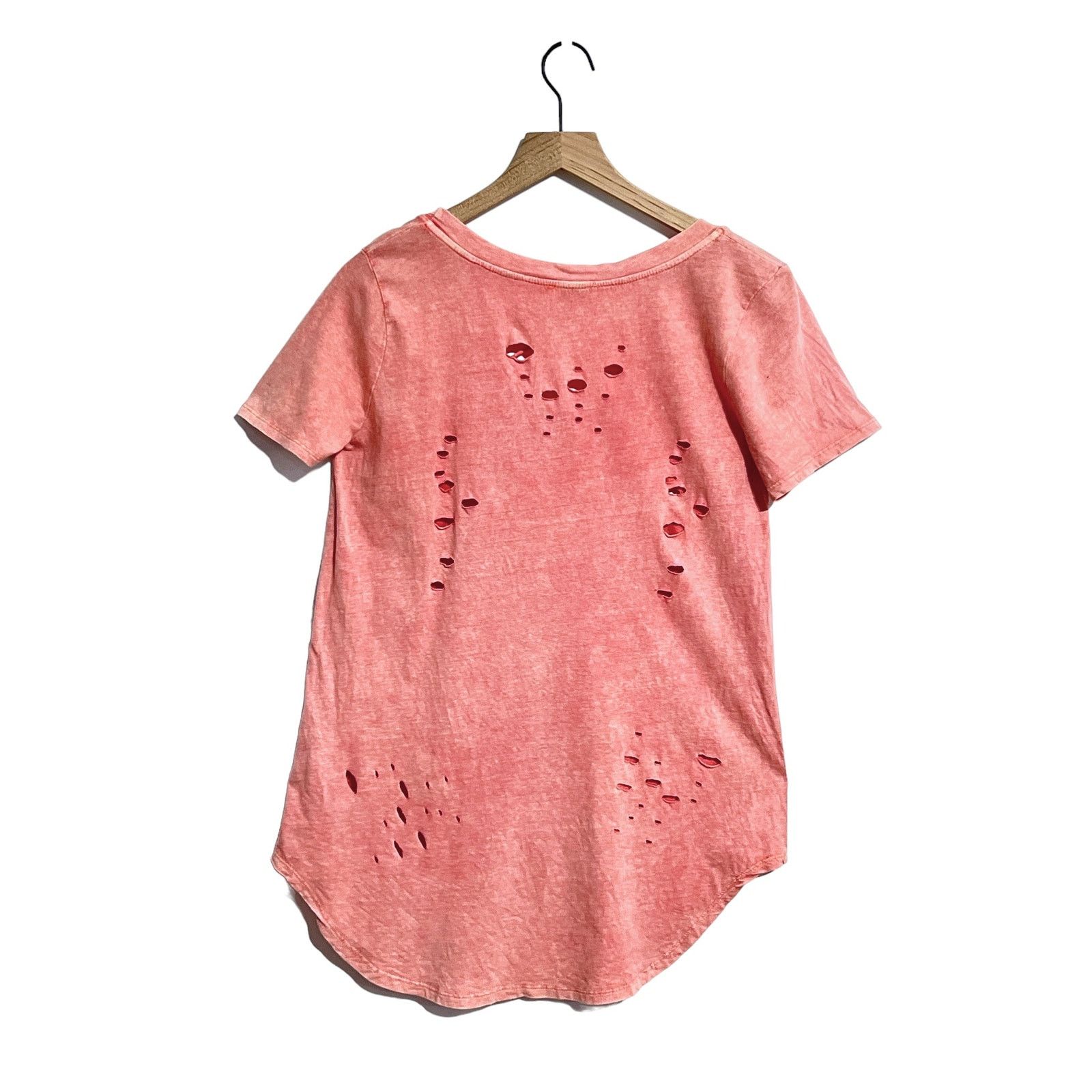 Other Umgee Women's Distressed Pink Coral Criss-Cross Tee Tunic S Size S / US 4 / IT 40 - 5 Thumbnail