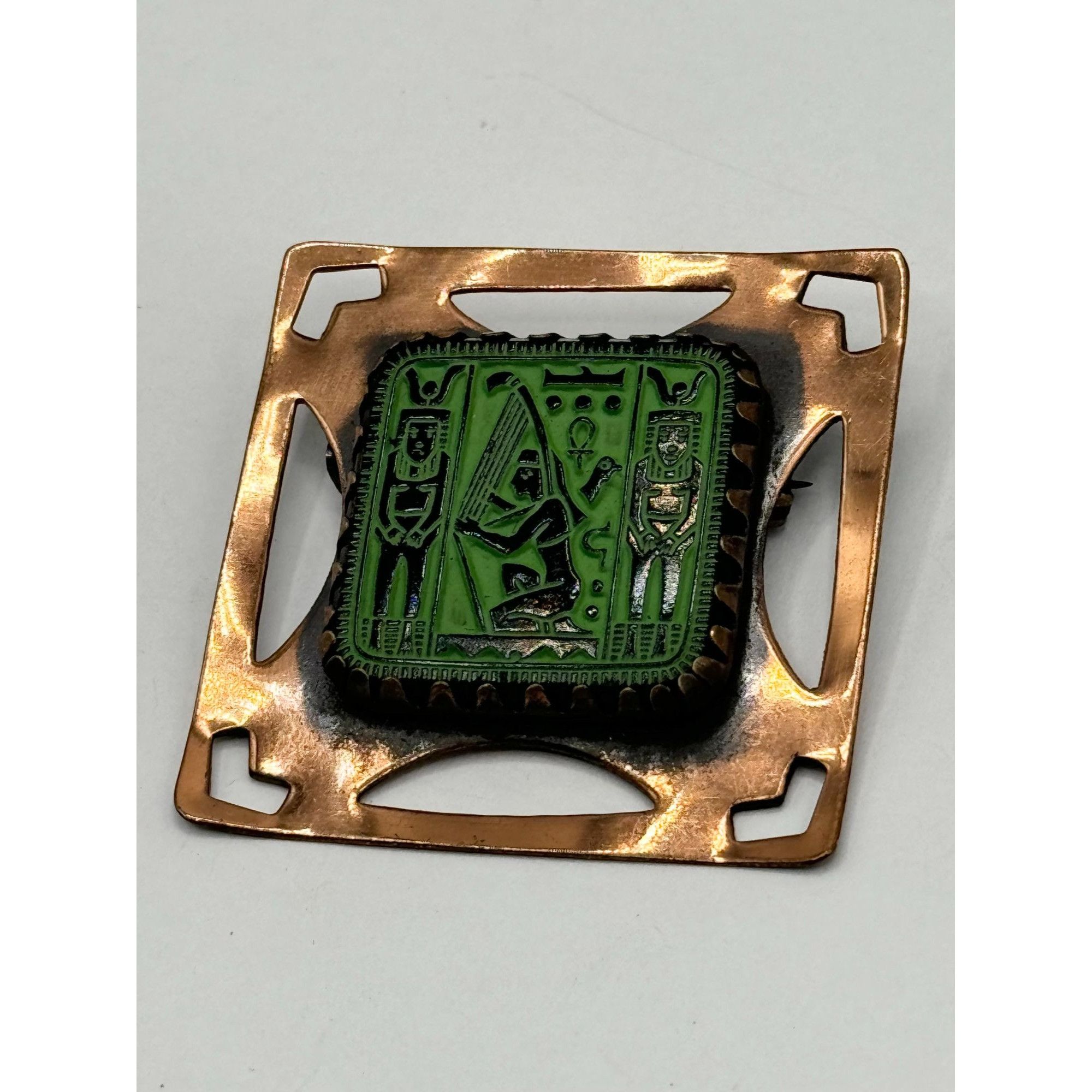 Vintage Vintage copper Egyptian revival glass brooch pin Size ONE SIZE - 4 Thumbnail