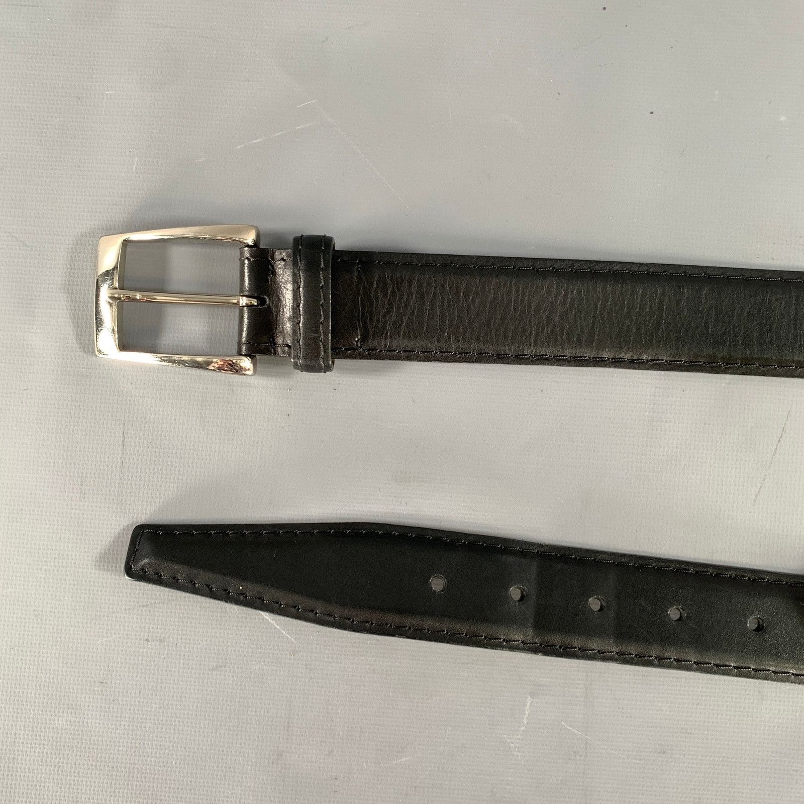 Other TARDINI Size 38 Black Crackled Leather Belt Size 38 - 7 Thumbnail