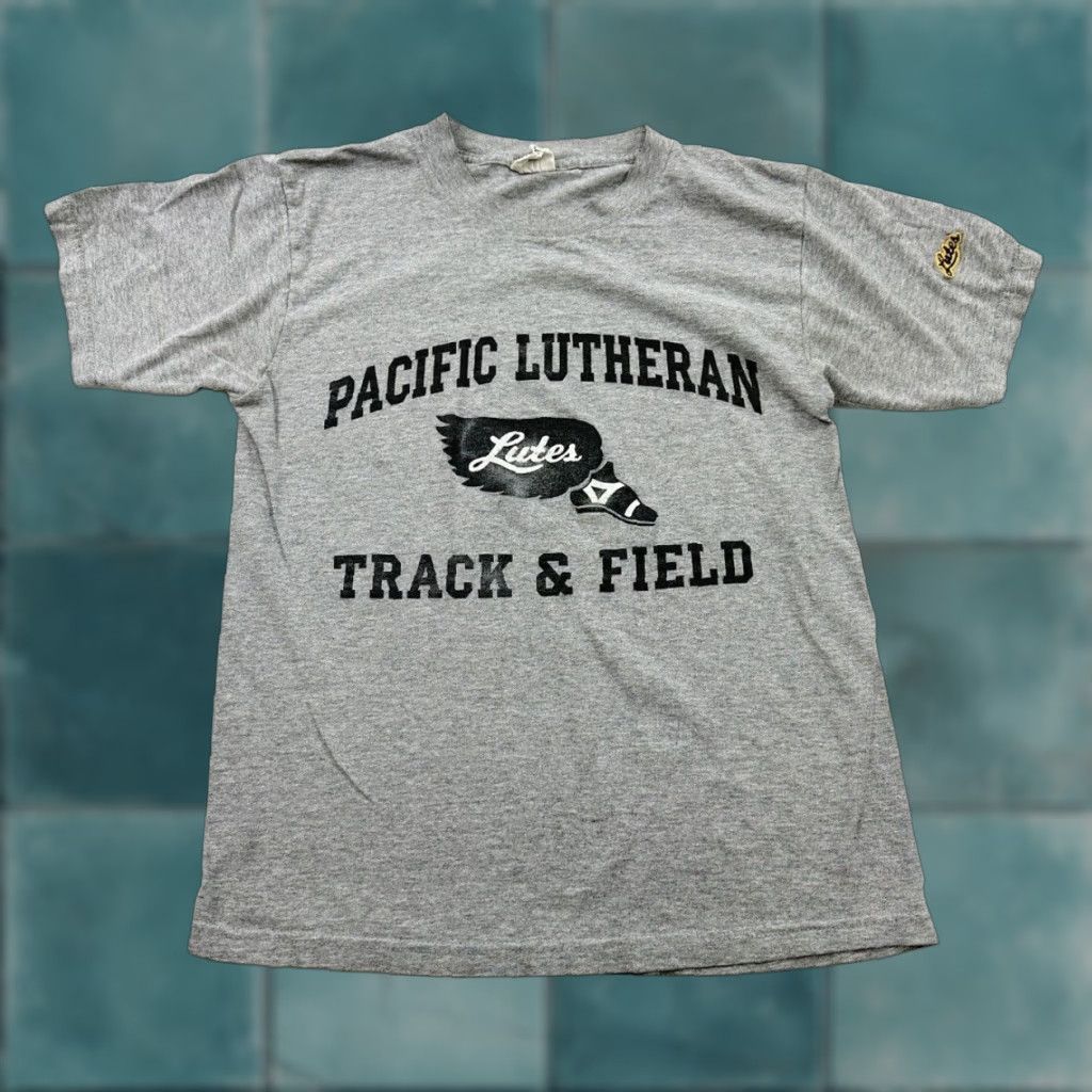 Vintage Pacific Lutheran University Shirt Womens Small Gray Short Sleeve Track & Field Shirt Size S / US 4 / IT 40 - 1 Thumbnail