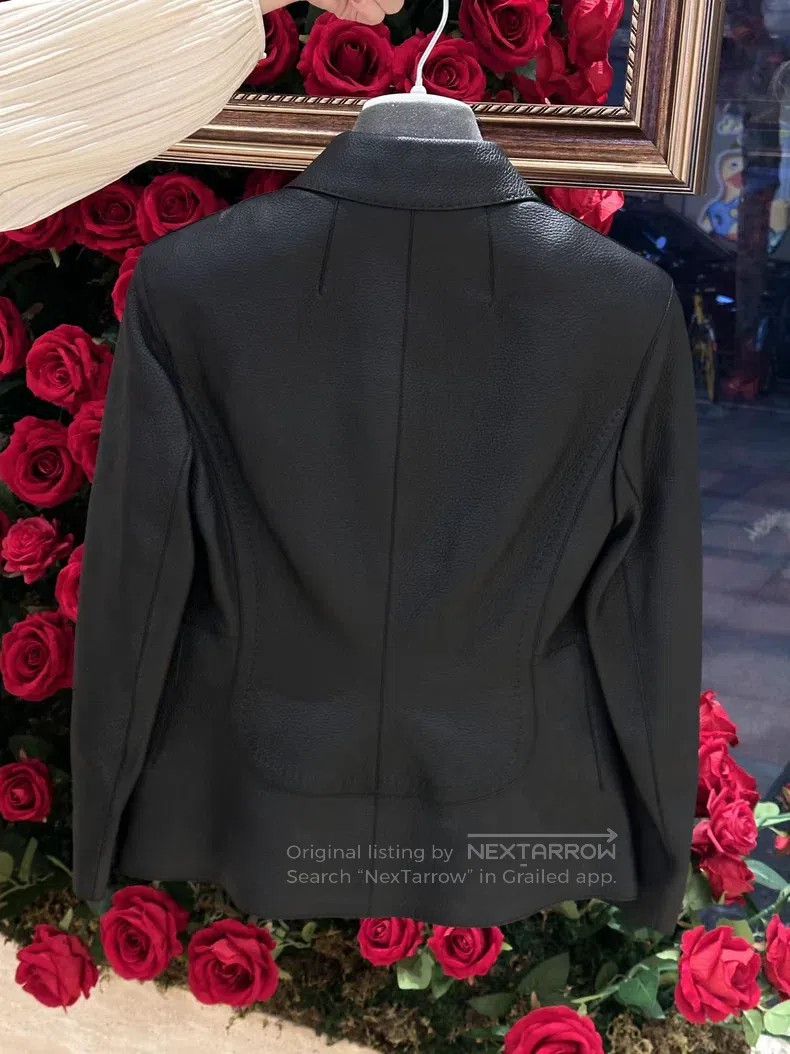 Hermes Hermes Stand Collar Leather Jacket Dark Blue with Black Co Size XS / US 0-2 / IT 36-38 - 2 Thumbnail