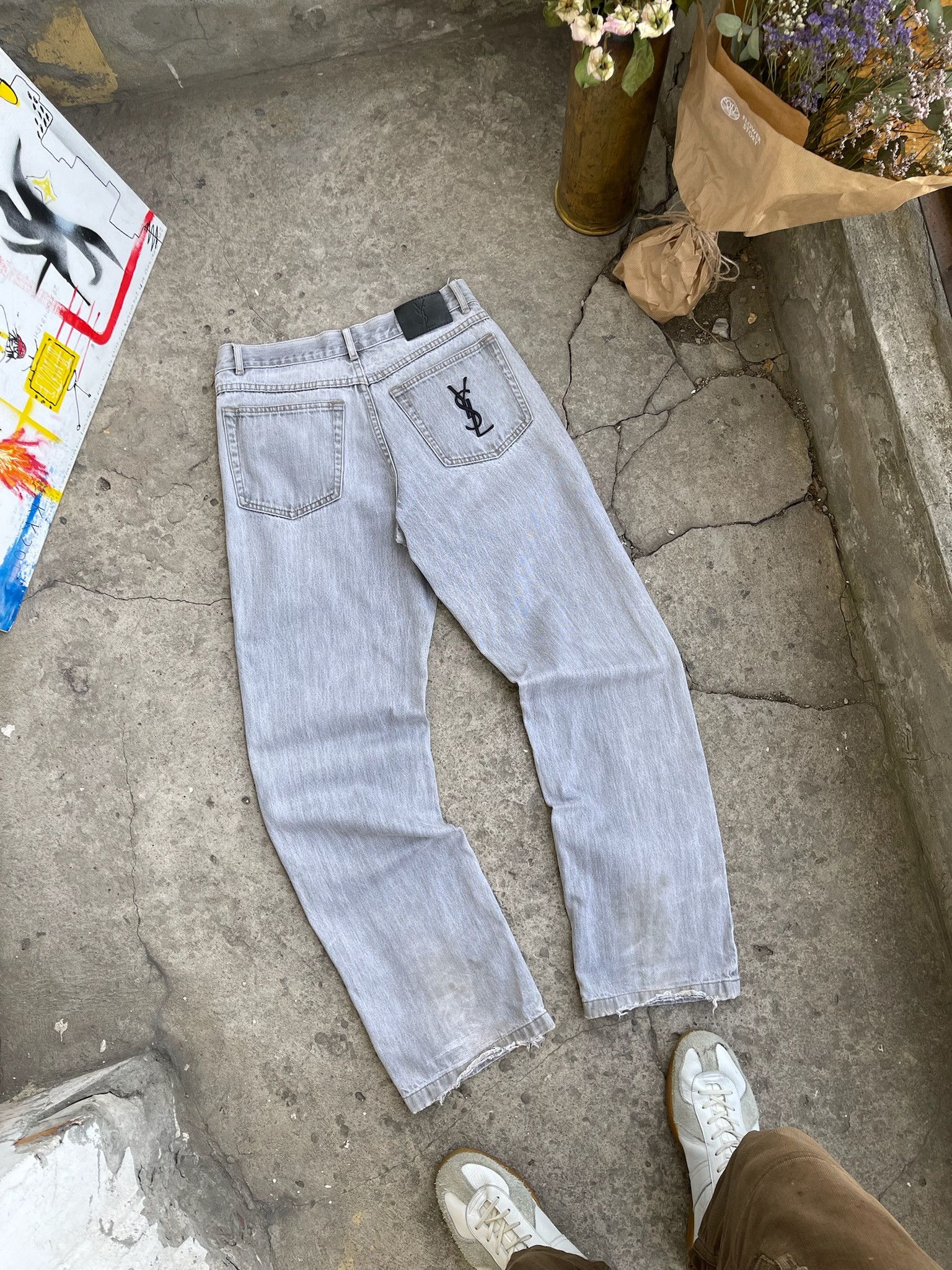 Vintage YSL Jeans Black logo Denim Pants Size US 30 / EU 46 - 10 Thumbnail