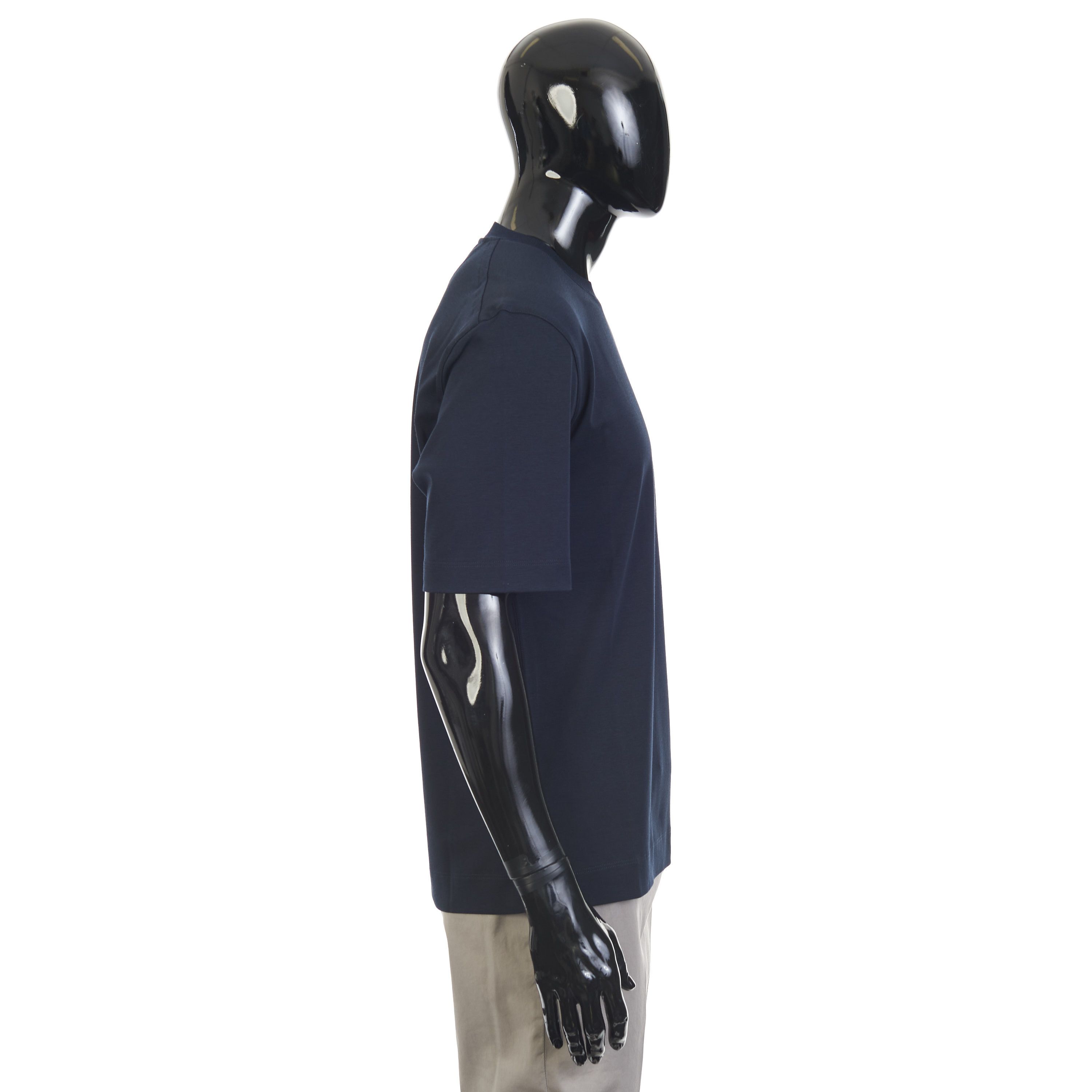 Ermenegildo Zegna Navy Blue Silk & Cotton Crewneck Tshirt Size US S / EU 44-46 / 1 - 7 Thumbnail