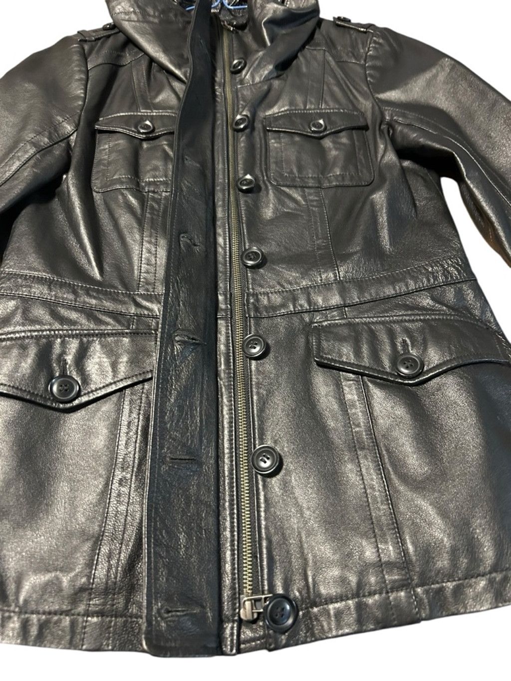 Danier DANIER Woman's Black Leather Jacket with Red Tapestry Size S / US 4 / IT 40 - 6 Thumbnail