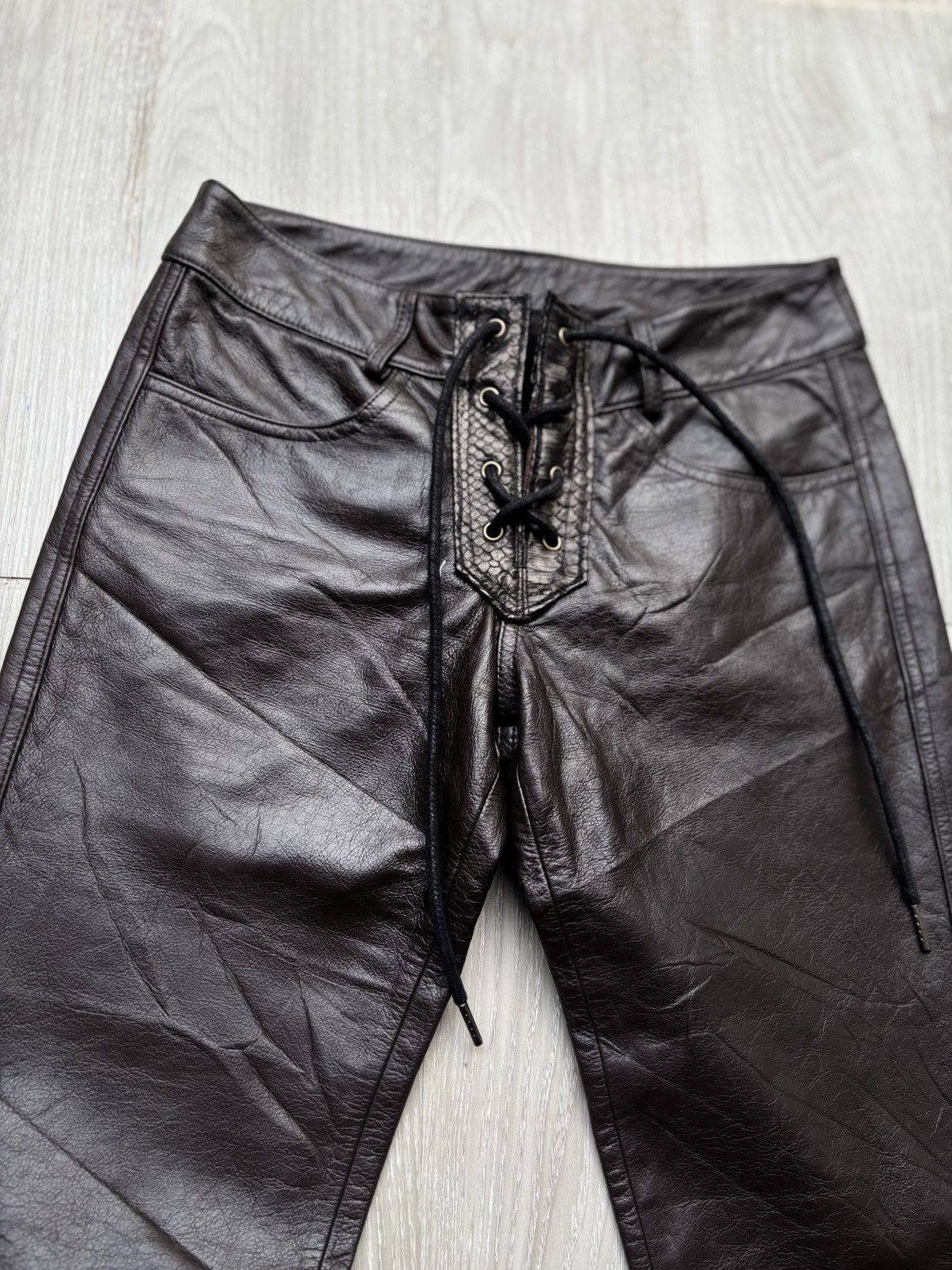 Japanese Brand VERTGARMENTS leather flare pants Size US 26 / EU 42 - 2 Thumbnail