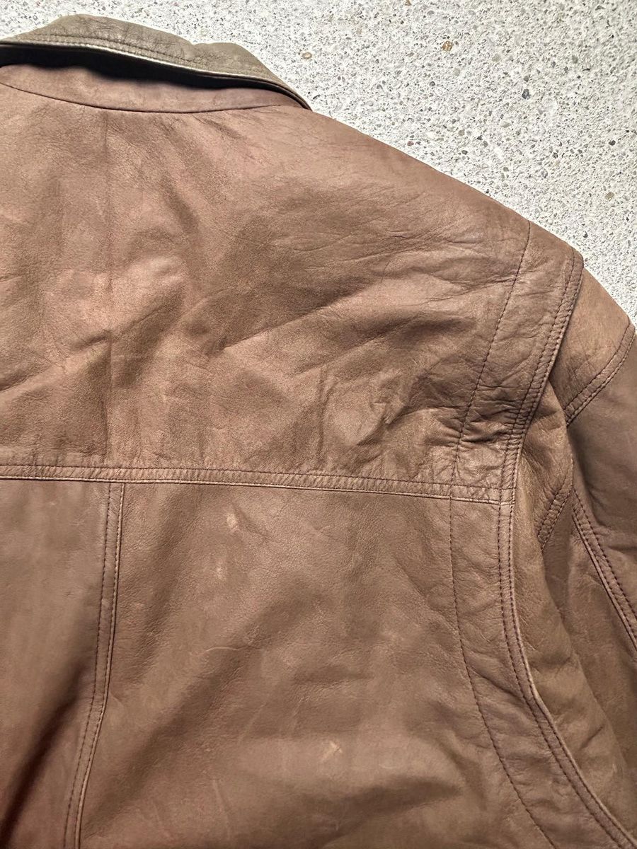 Vintage Brown leather jacket baggy swag vintage rare Size US L / EU 52-54 / 3 - 8 Thumbnail