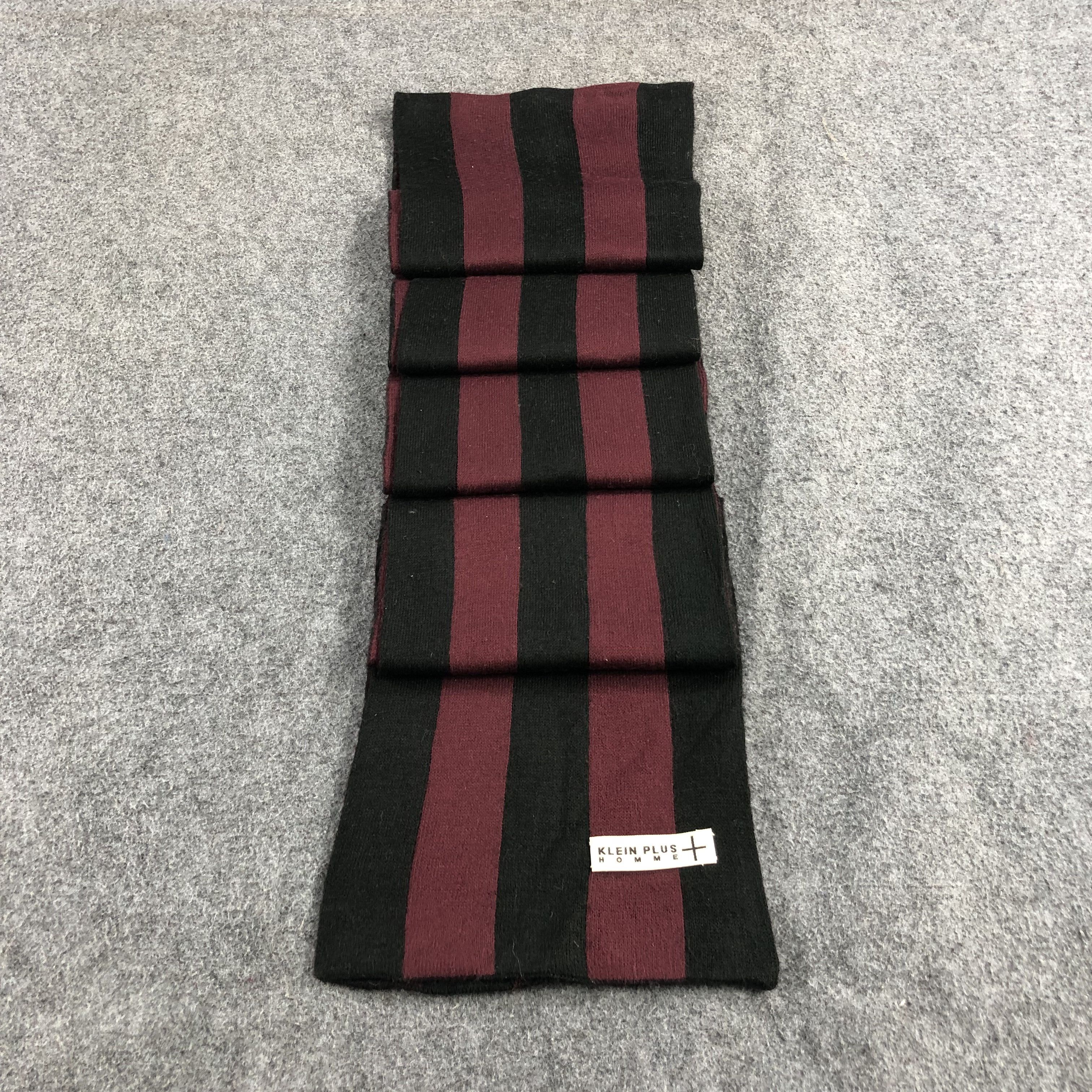 Japanese Brand Klein Plus Homme Striped Wool Scarf Muffler V850 Size ONE SIZE - 2 Thumbnail