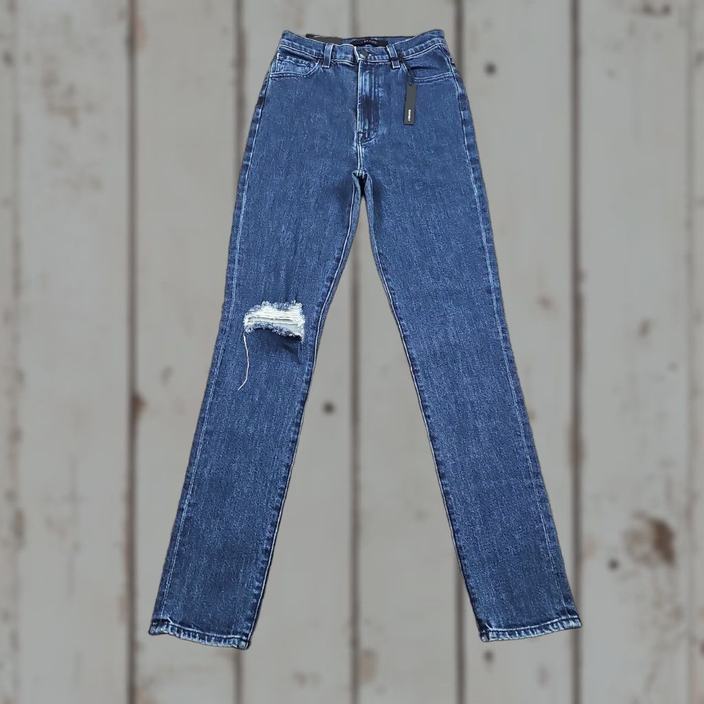 J Brand J Brand Jeans Womens Slim Straight High Rise Distressed Stretch Denim 25 Regular 23x30 Blue Label Jeans Size 42" / US 20 - 1 Thumbnail